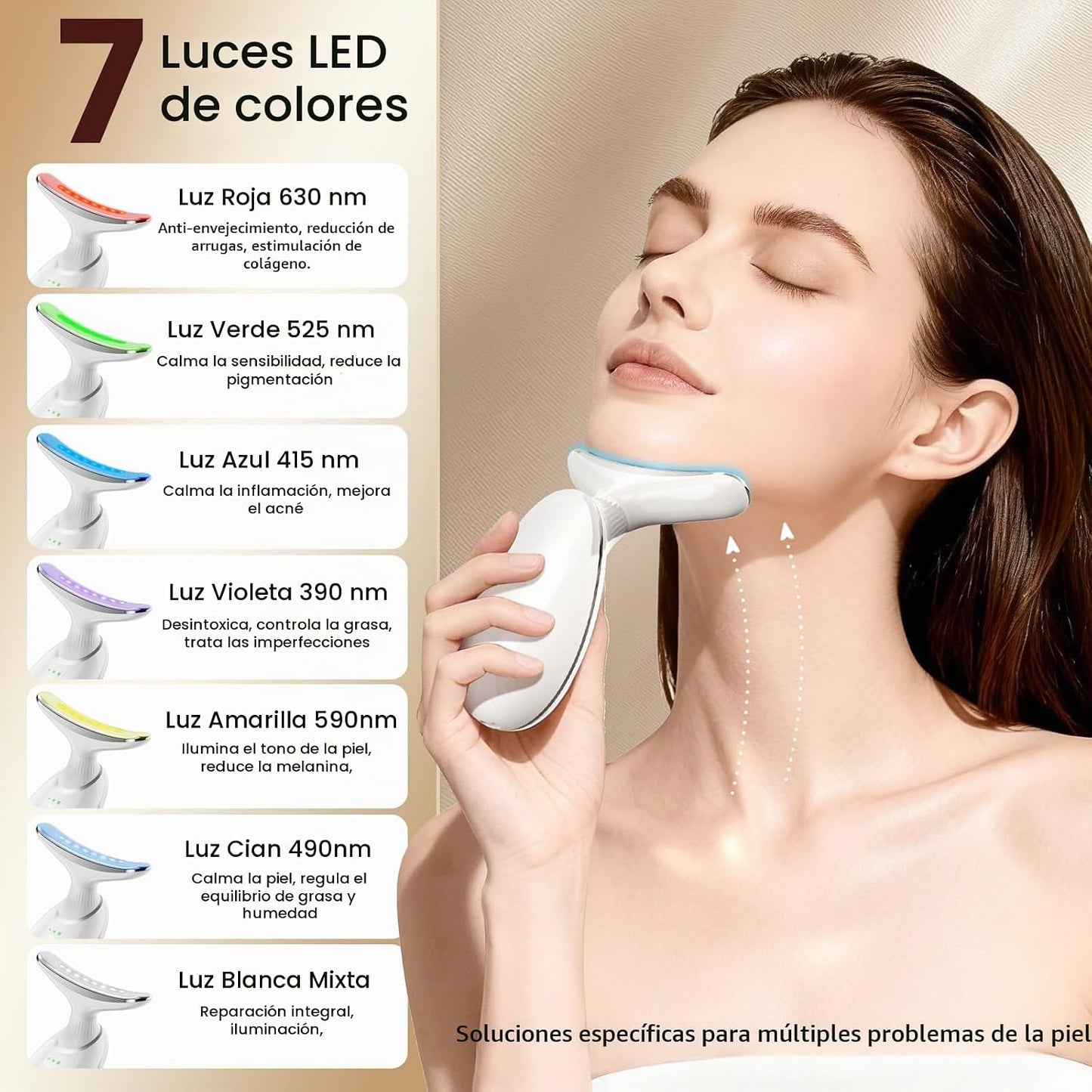Masajeador facial y cuello, terapia portátil de luz roja para cara,...