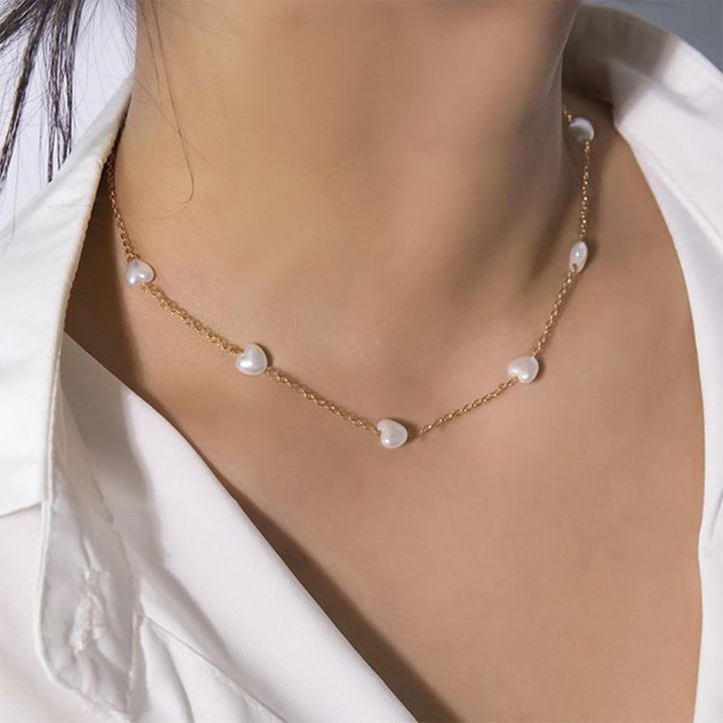SmileBelle Collares de perlas, gargantilla de perlas de margarita p...