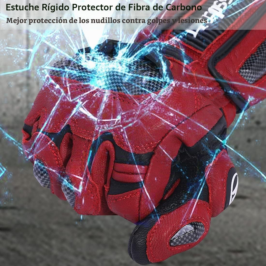 Harssidanzar Guantes de cuero unisex para motocicleta KM045