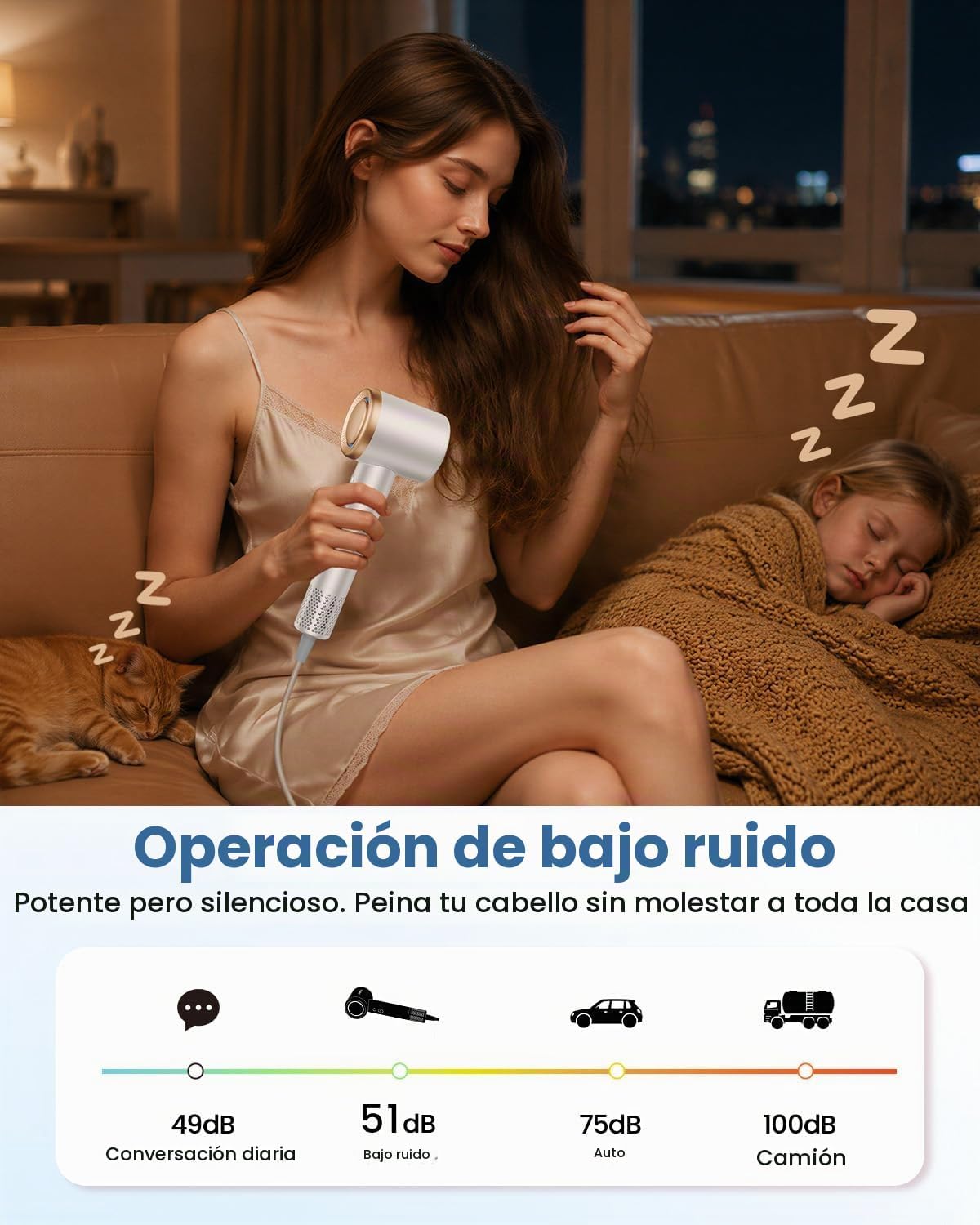 CONFU - Secador de pelo con difusor para cabello rizado, secador ió...
