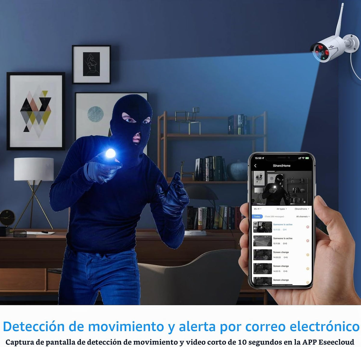 Hiseeu - Sistema de cámaras de seguridad inalámbrico, alcance de 10...