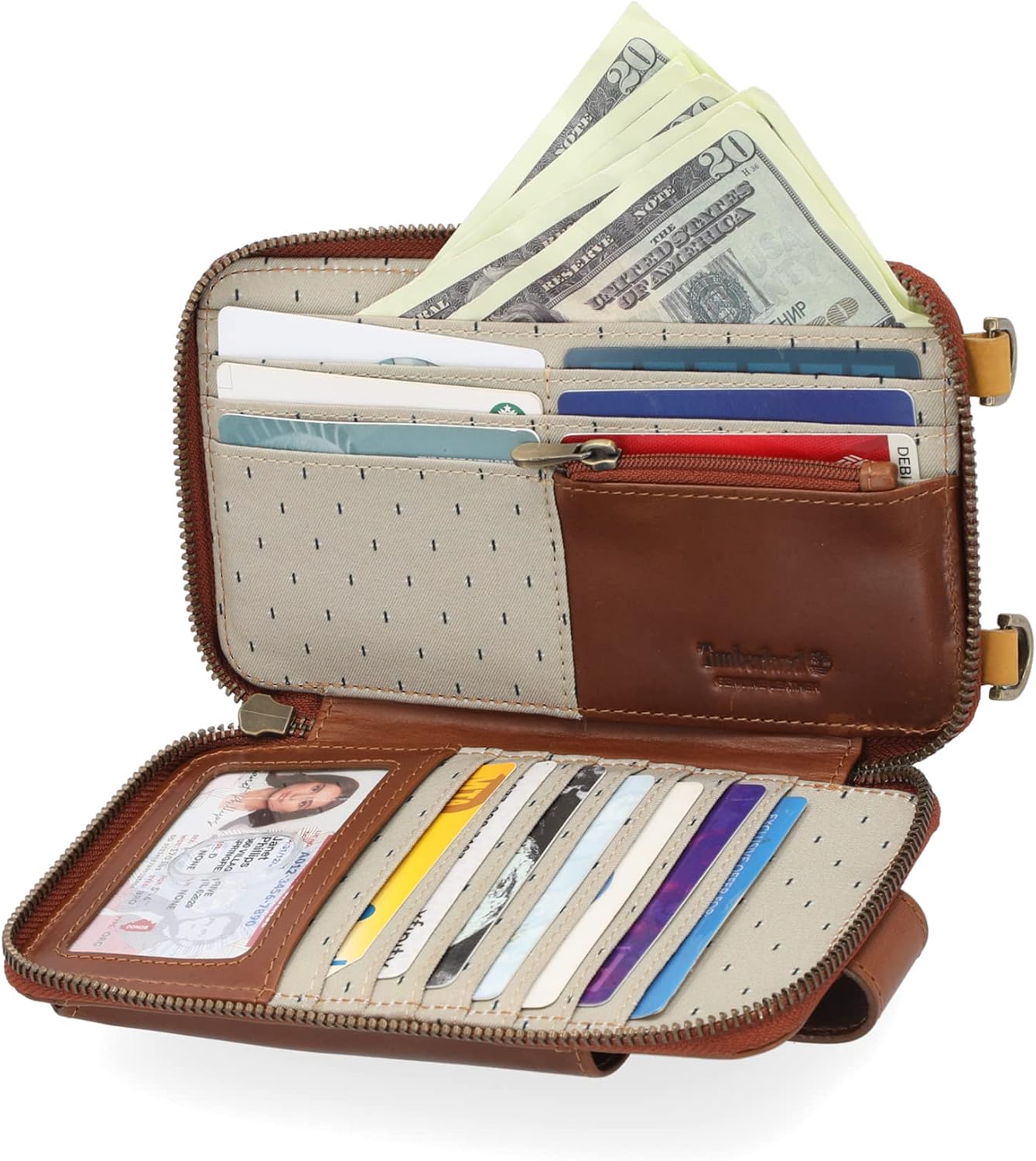 Timberland - Bolso cruzado de cuero RFID para teléfono de mujer