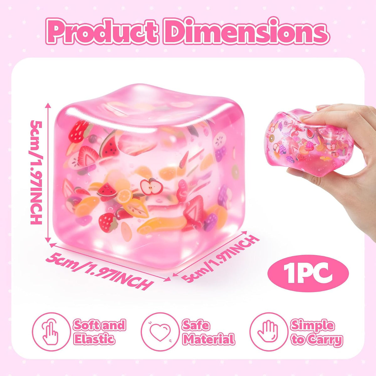 Pelota antiestrés de cubo de hielo de frutas, juguetes esponjosos d...