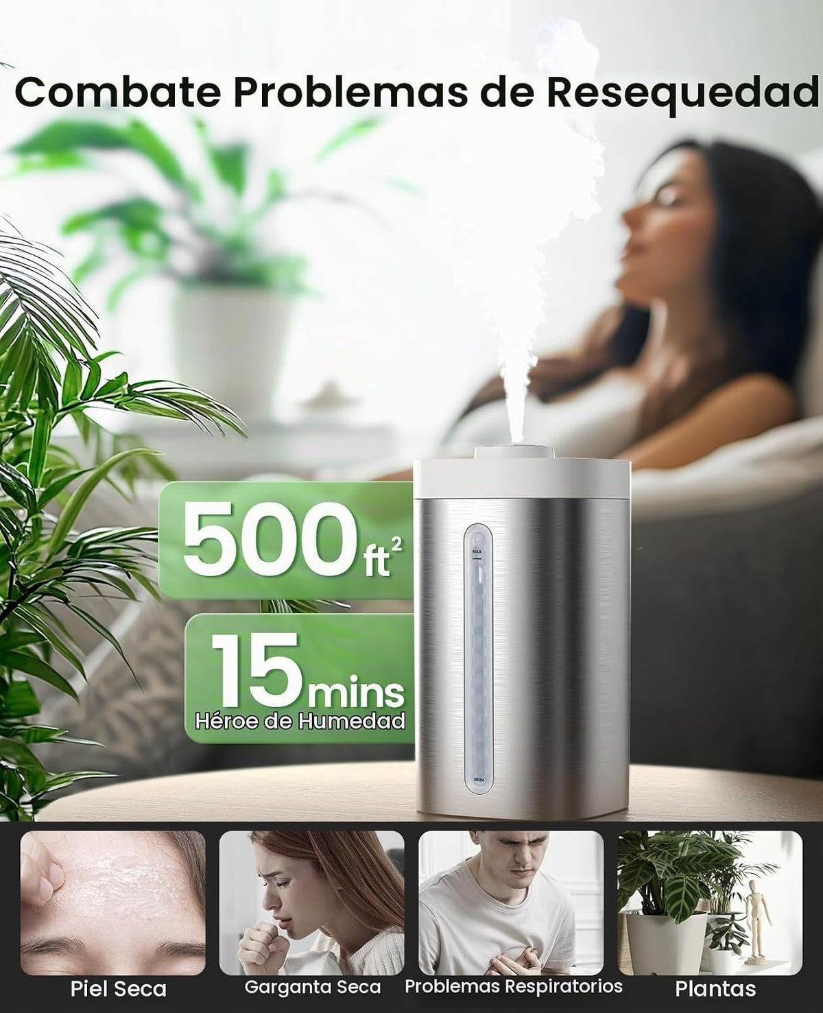 Jack &amp; Rose Humidificador de acero inoxidable, fácil de limpiar...