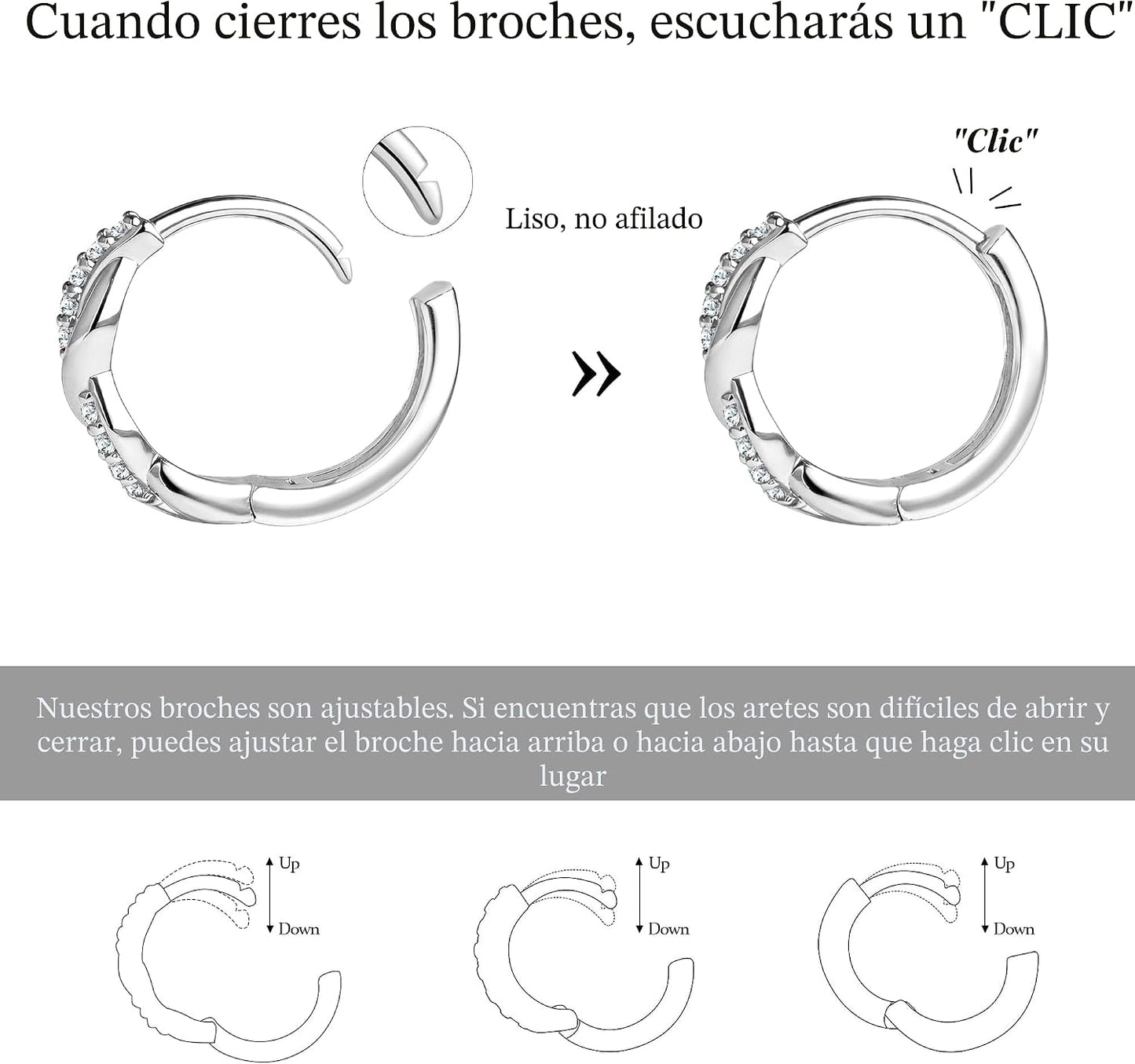 Inerney Juego de Aretes de Aro Abrazadera (Huggie) Dorados para Muj...