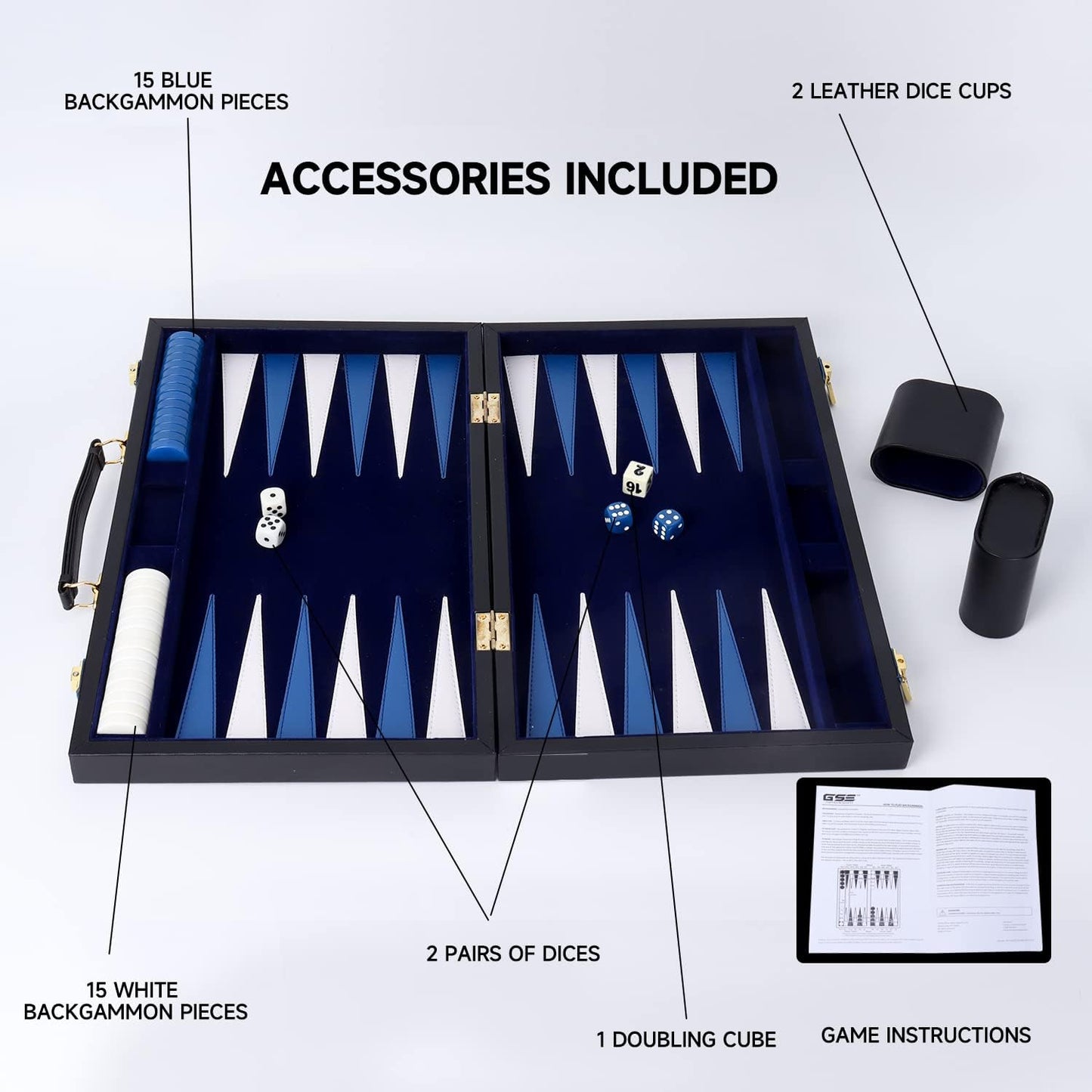 GSE Games &amp; Sports Expert - Juego de mesa de backgammon de piel...