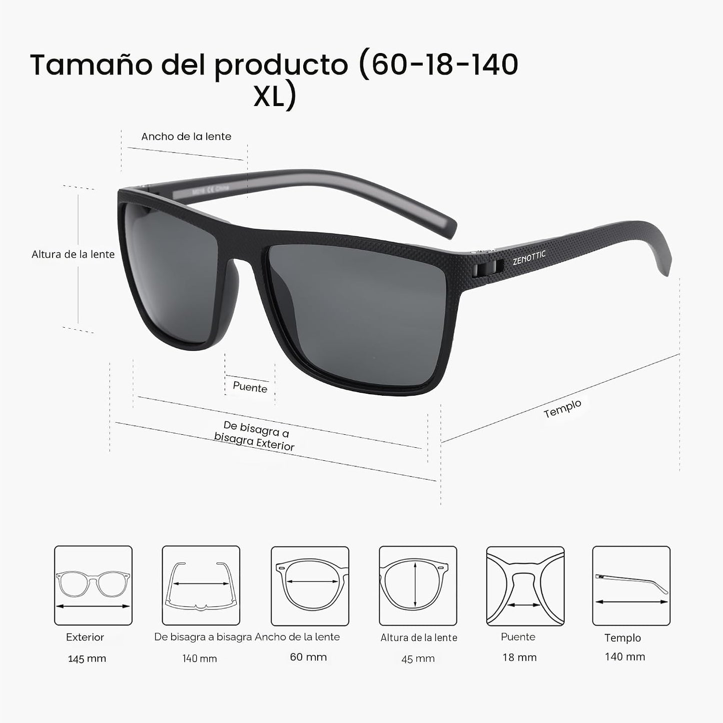 ZENOTTIC Gafas de sol polarizadas para hombre Marco TR90 ligero Pro...