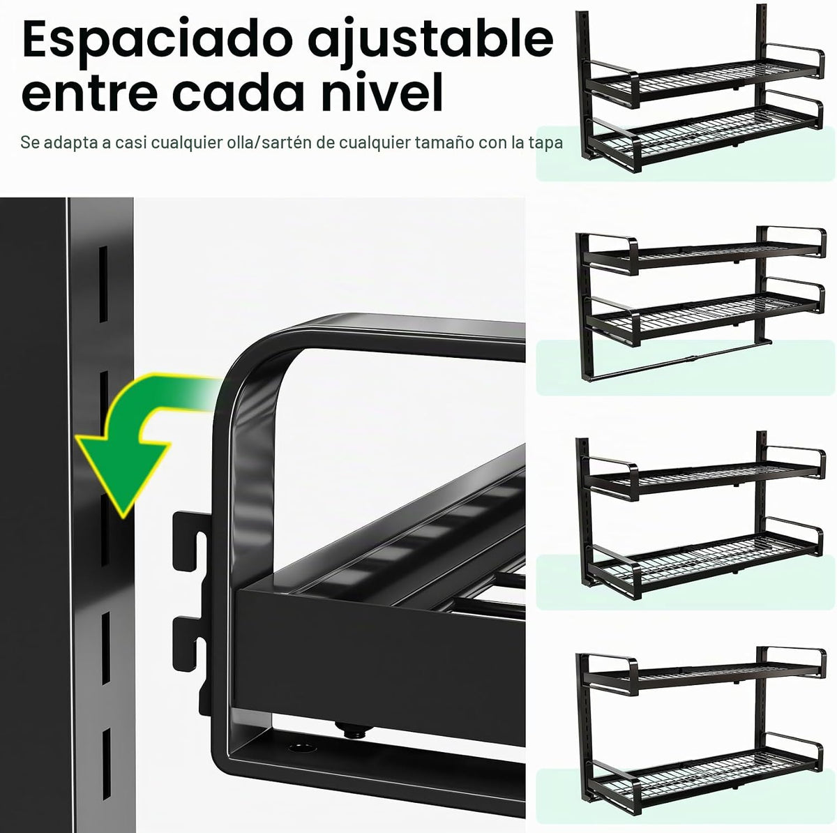 Estante colgante expandible de 19 a 30 pulgadas, organizador de oll...