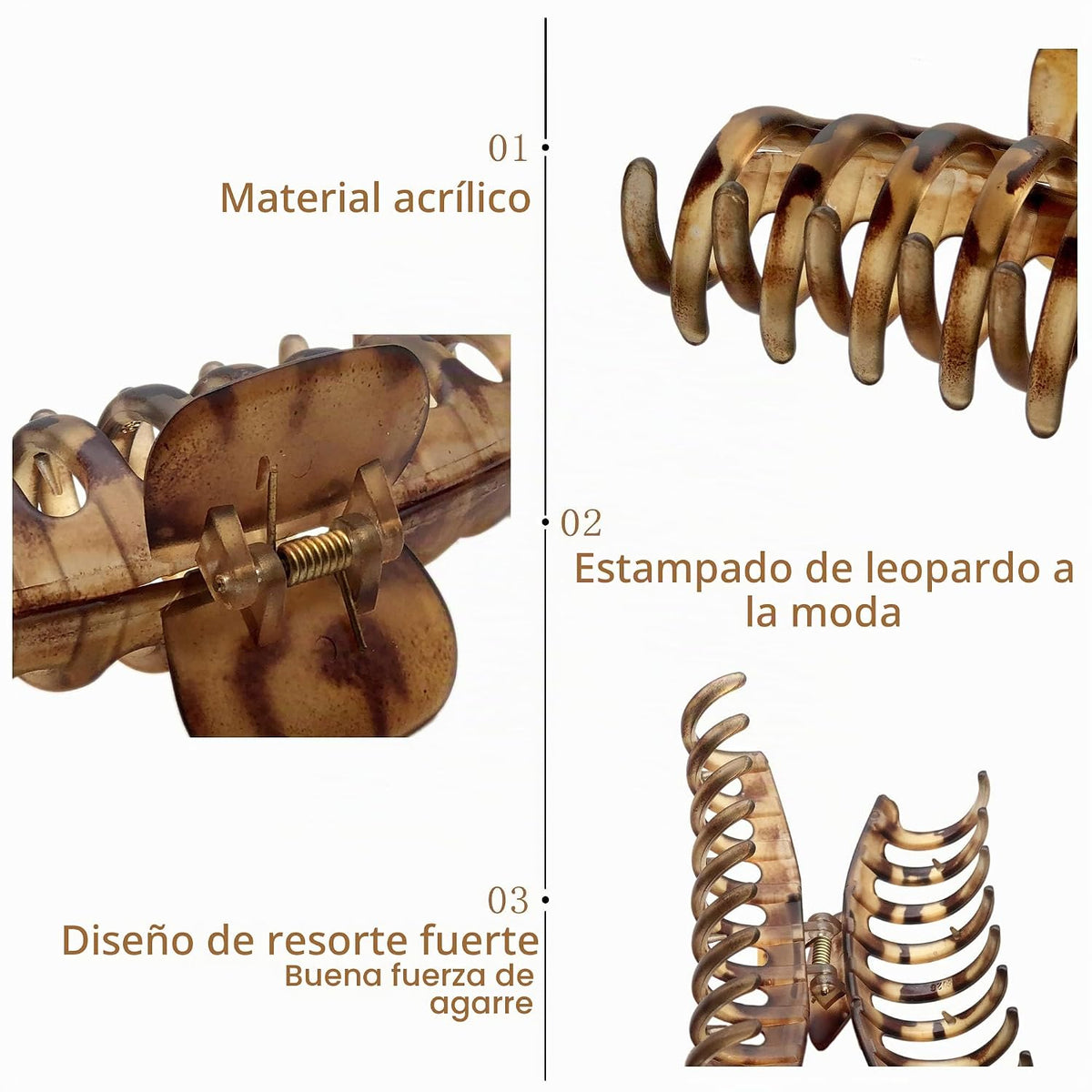 OWIIZI Pinzas grandes para el cabello para mujer, 4.3 pulgadas, dis...