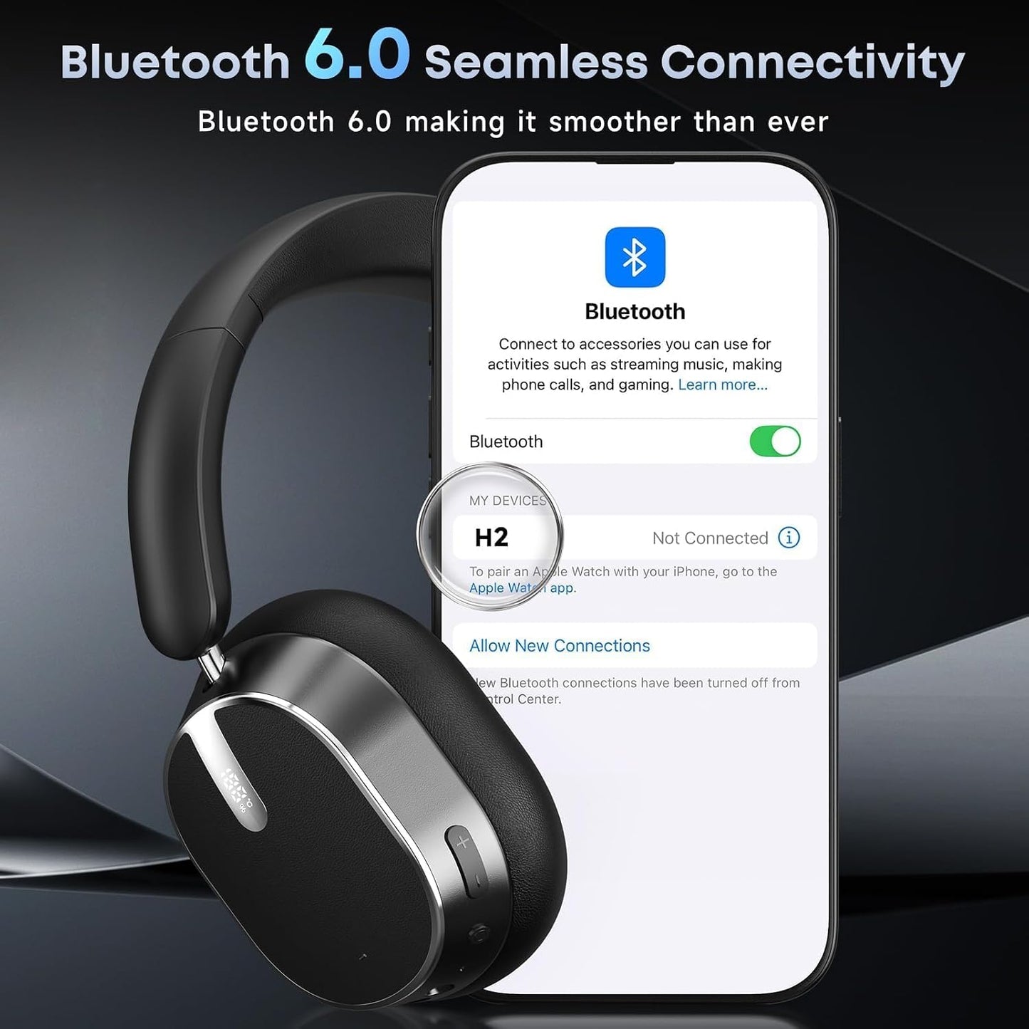 MMWOWARTS Auriculares inalámbricos sobre la oreja, cancelación acti...