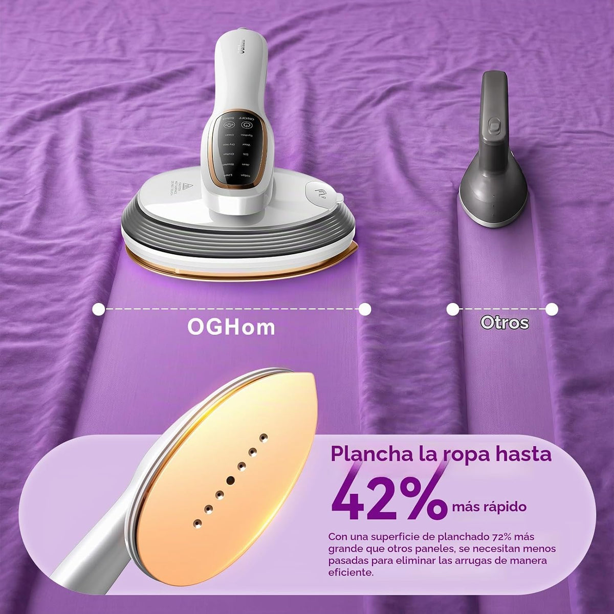 OGHom Vaporizador y plancha 2 en 1 para ropa, plancha de mano de 12...
