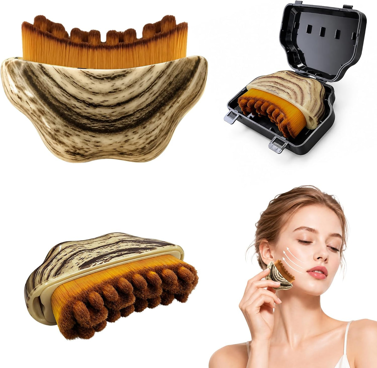 Cepillo facial de drenaje linfático, masajeador Gua Sha desmontable...