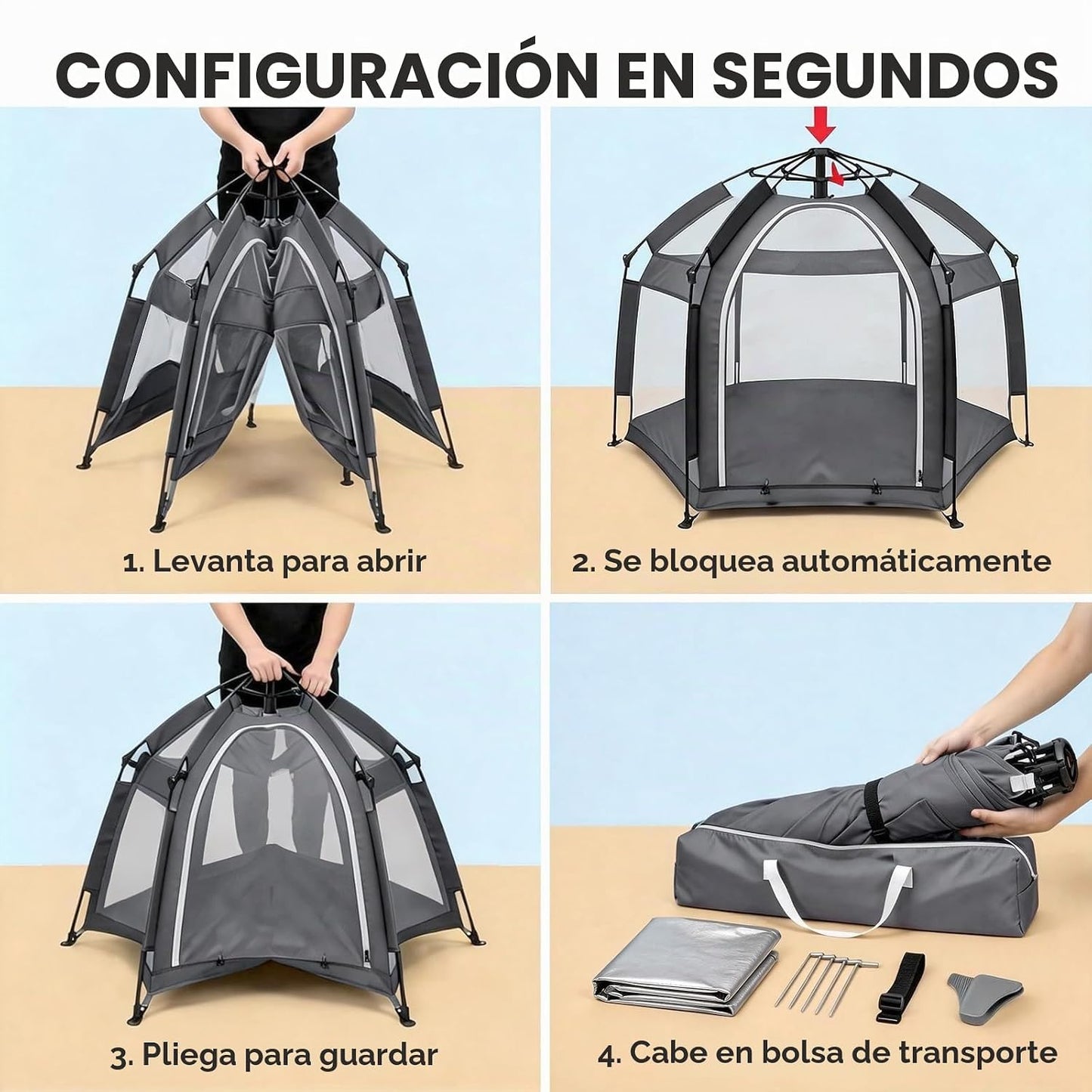 Palopalo Tienda de campaña de playa negra desplegable para bebés, t...