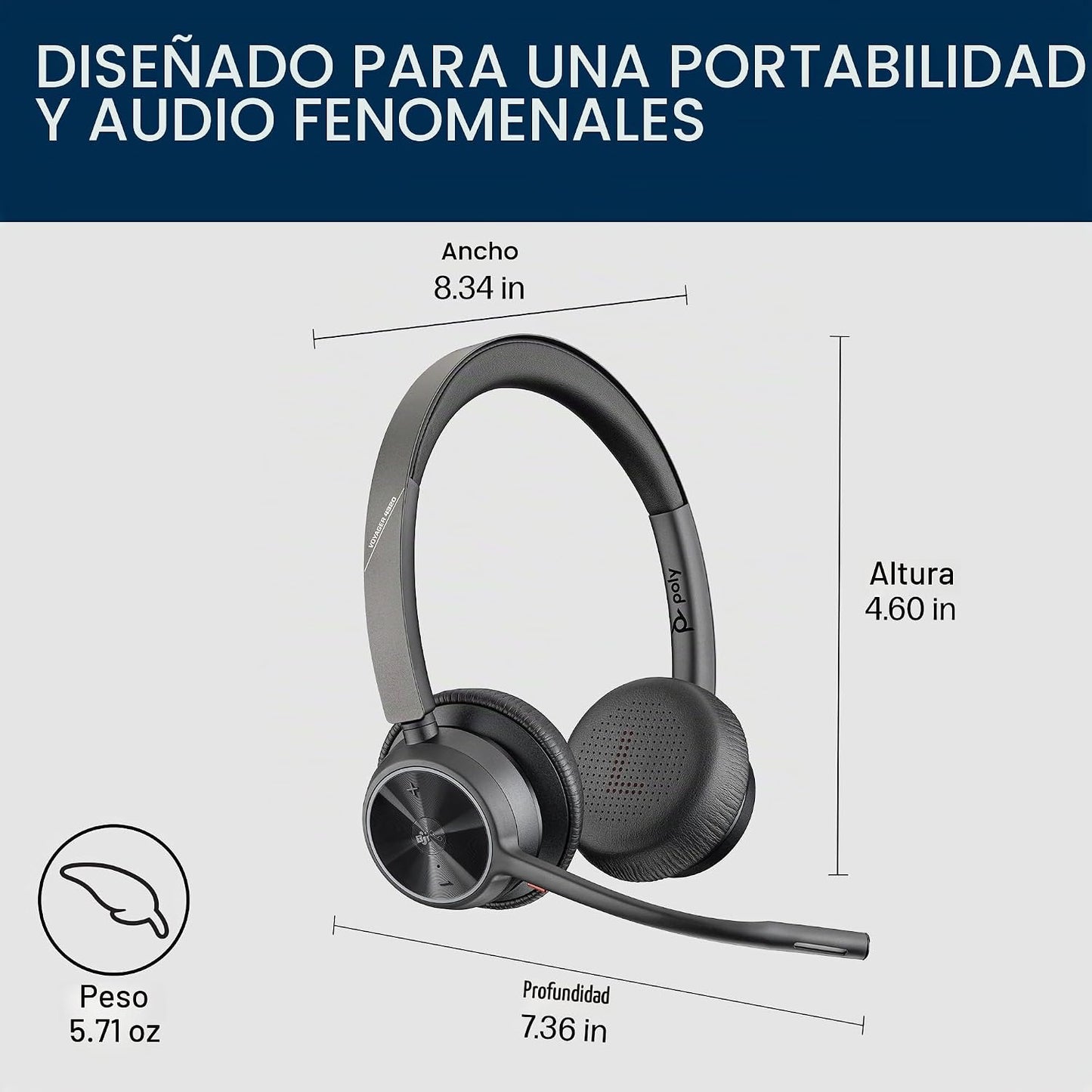 Auriculares Poly Voyager 4320 UC inalámbricos, auriculares Bluetoot...