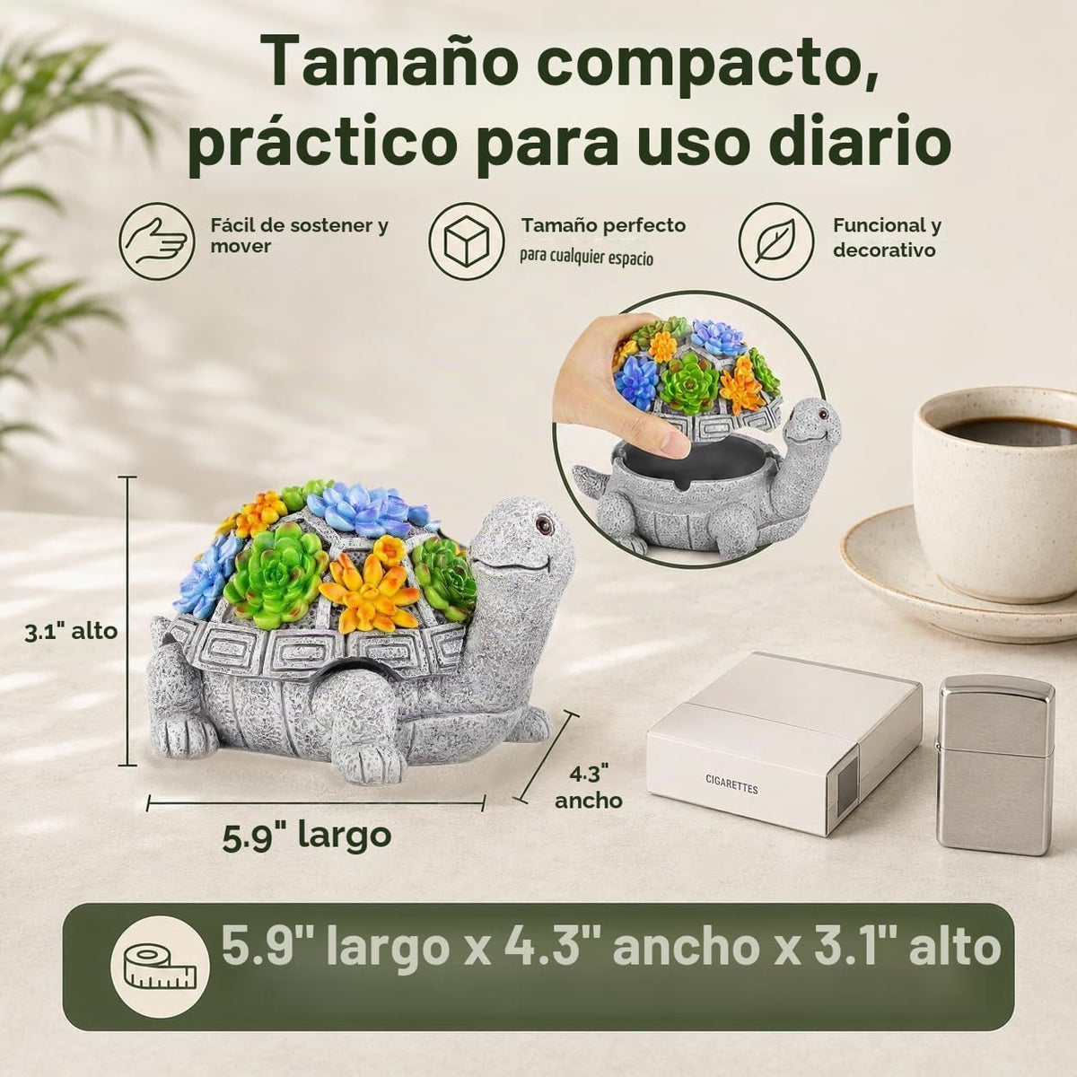 LESES Cenicero, cenicero al aire libre con tapa, sin humo, impermea...