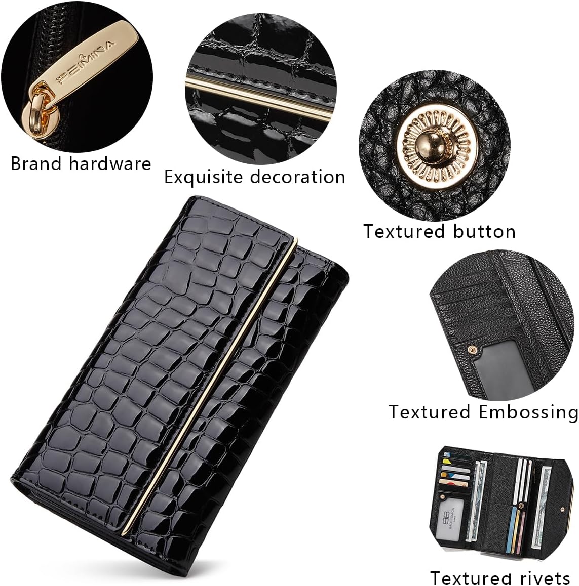 FEIMINA Billetera para mujer, de gran capacidad, con bloqueo RFID,...