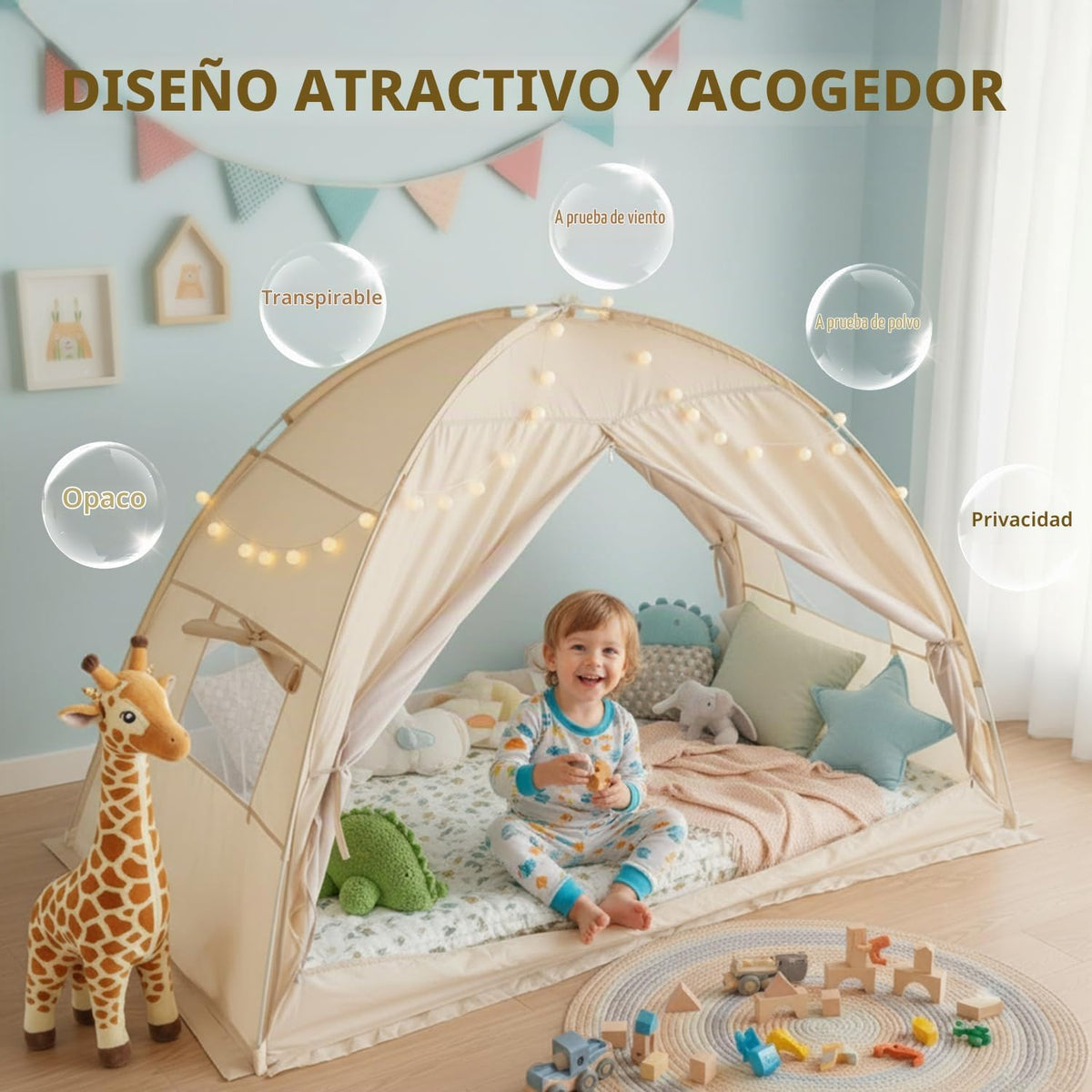 Alvantor Tienda de campaña de cama tamaño completo, dosel de privac...