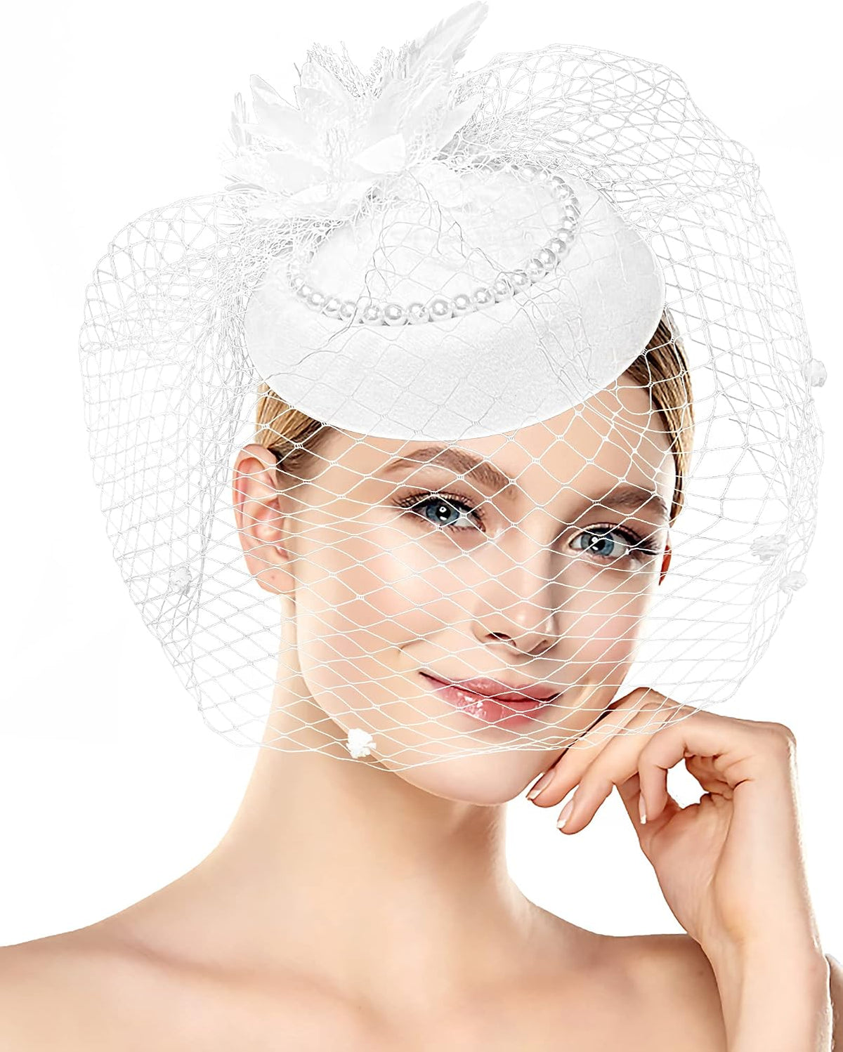 Sombrero pastillero con velo vintage para mujer, para fiesta de té,...