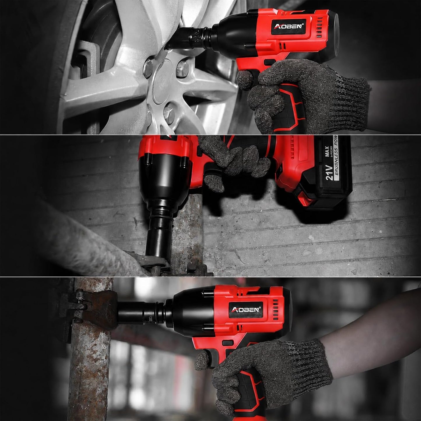 AOBEN Llave de impacto inalámbrica de 1\/2 pulgada, Kit de pistola...