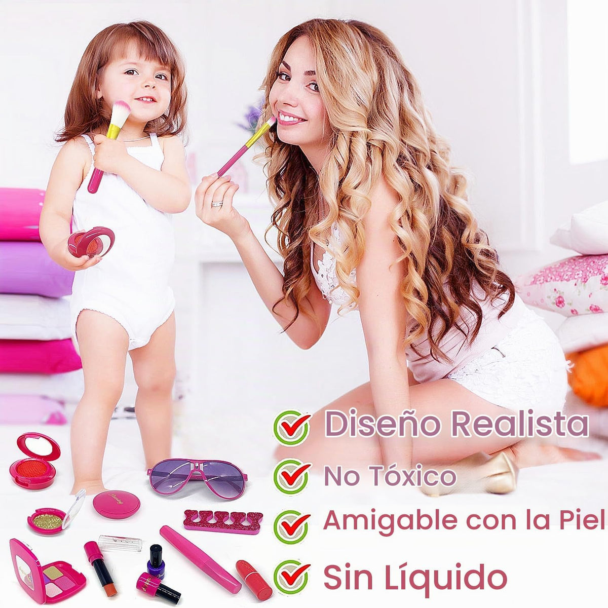 Kit de maquillaje de unicornio para niñas pequeñas, juego de maquil...