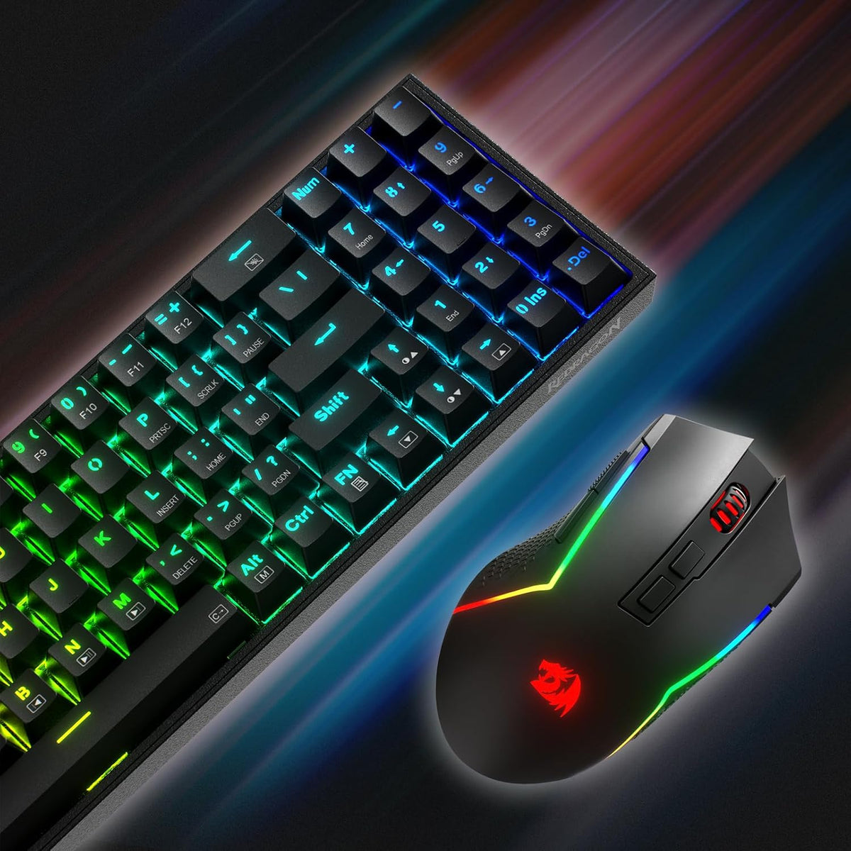 Redragon S136 Combo de teclado y mouse para videojuegos, teclado me...