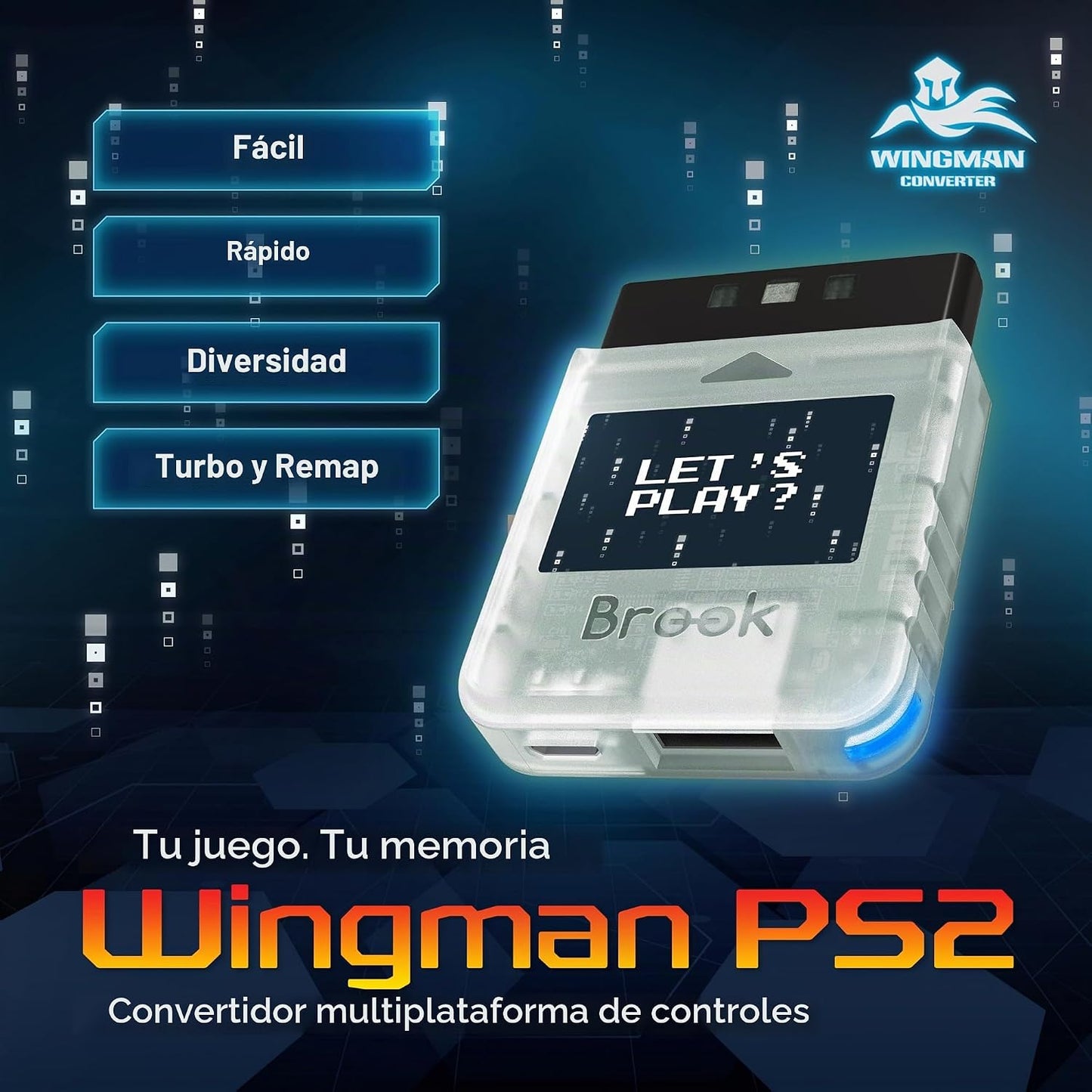 Brook Wingman PS2 Transparente Blanco Convertidor - Convertidor Esp...