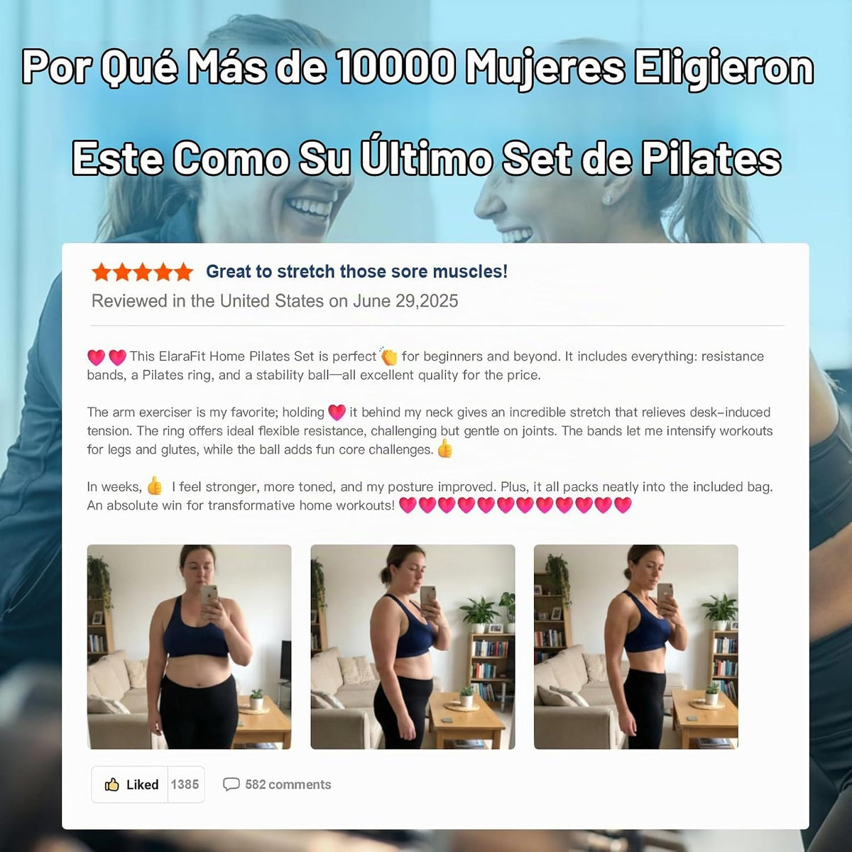 ElaraFit Home Juego de anillo y pelota de pilates para mujeres con...