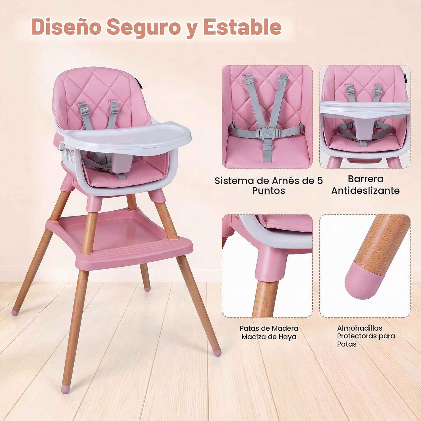 HONEY JOY Silla alta para bebé, silla alta de alimentación converti...