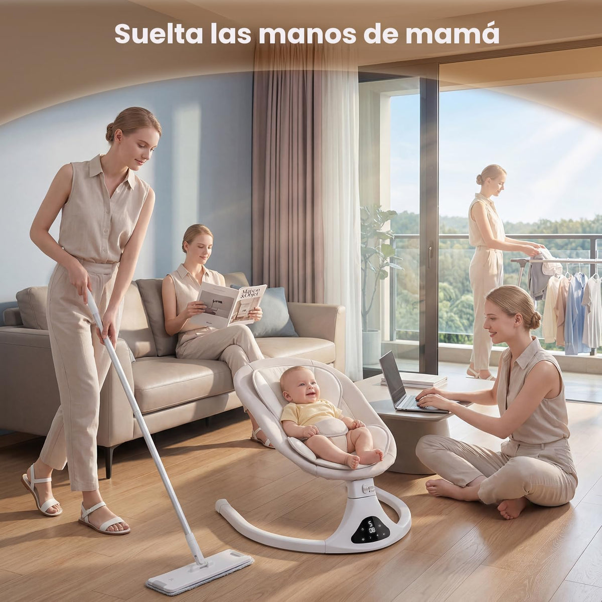 Columpio eléctrico para bebés y niños pequeños | Columpio portátil...