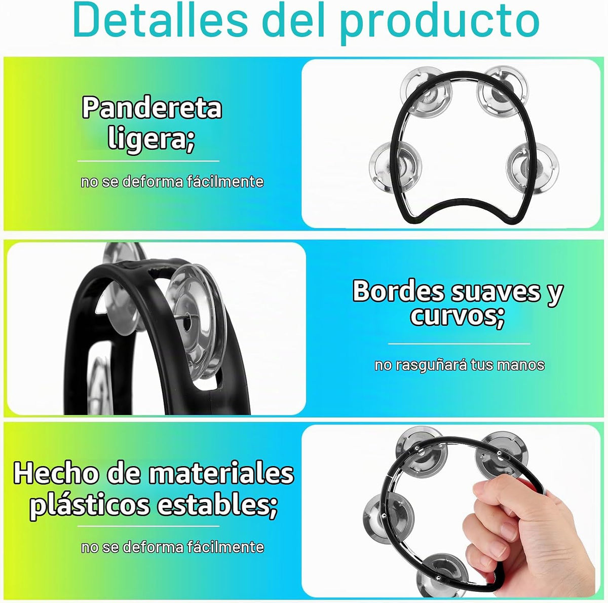 Yeshone Paquete de 30 Panderetas para Niños Adultos Tamborines Inst...