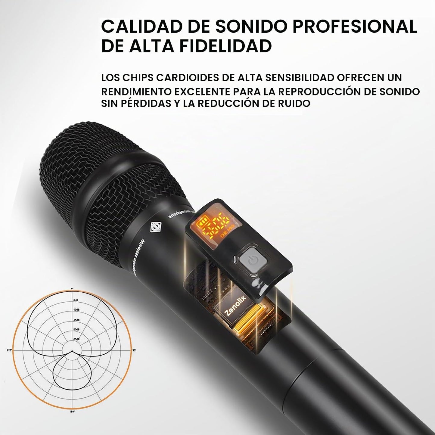 Zenolix Sistema de micrófono inalámbrico, juego de micrófono dinámi...