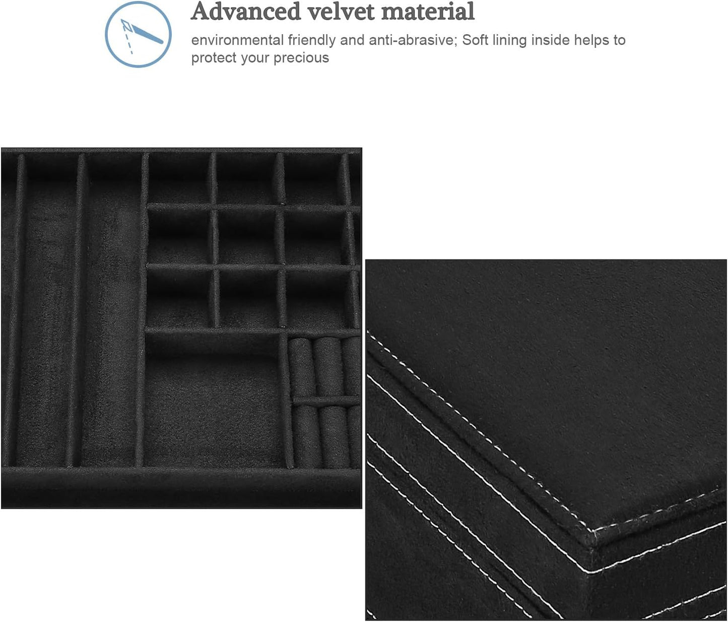 ProCase Joyero de terciopelo organizador para mujeres-Negro | Estuc...