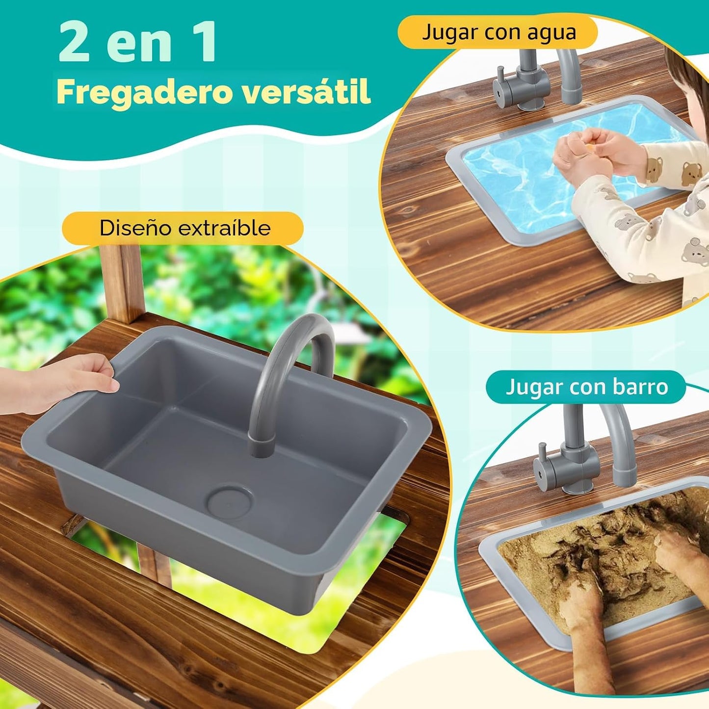 Costzon Cocina de Barro para Niños al Aire Libre, Cocina de Juego d...