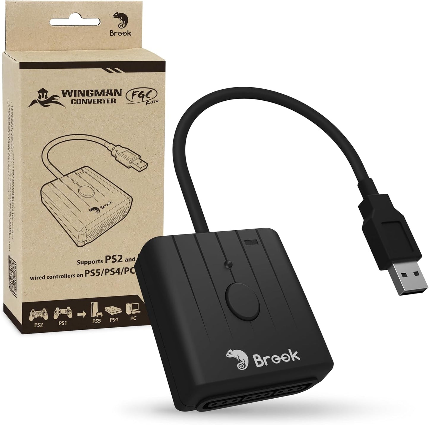 Brook Wingman FGC Retro- Controlador PS1 y PS2 para PS5, PS4, PC, T...