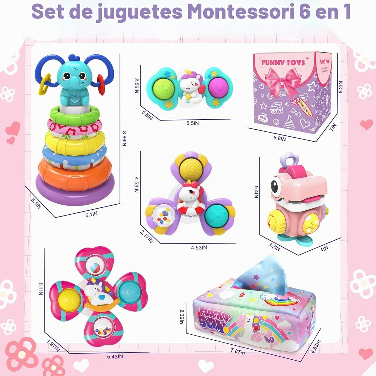 Juguetes 4 en 1 para bebés de 12 meses, regalo educativo sensorial...