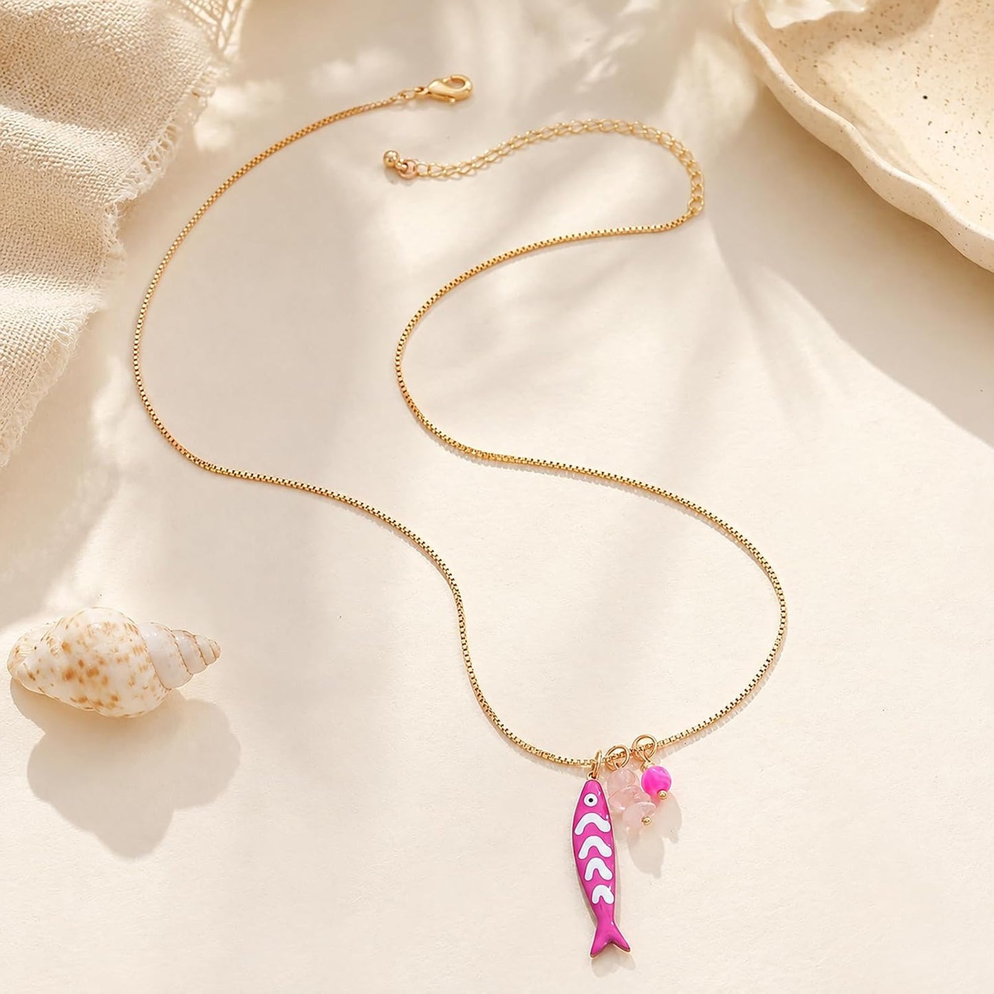 FILMOON Collar de pez para mujer, chapado en oro, colgante de pez,...
