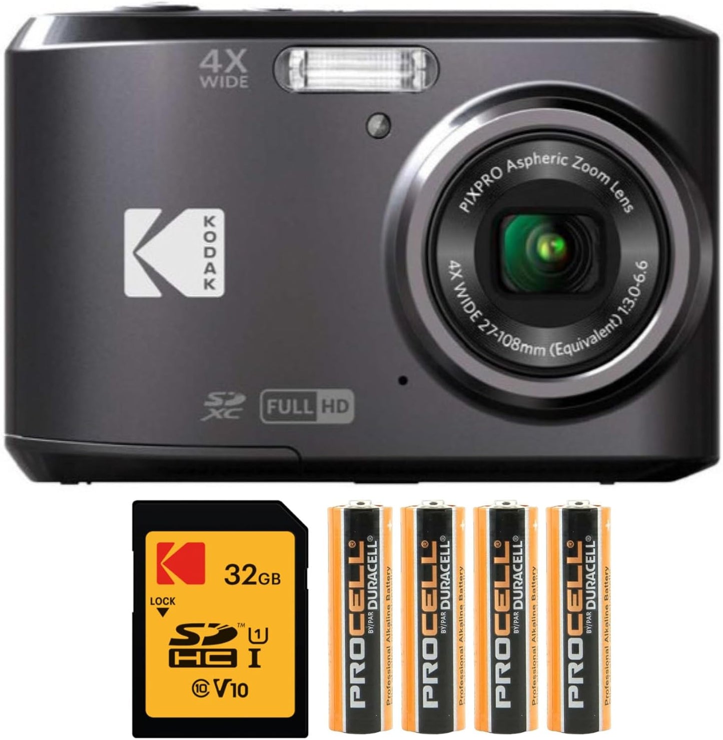 Kodak PIXPRO FZ45 Cámara digital (negro) Paquete | Tarjeta de memor...
