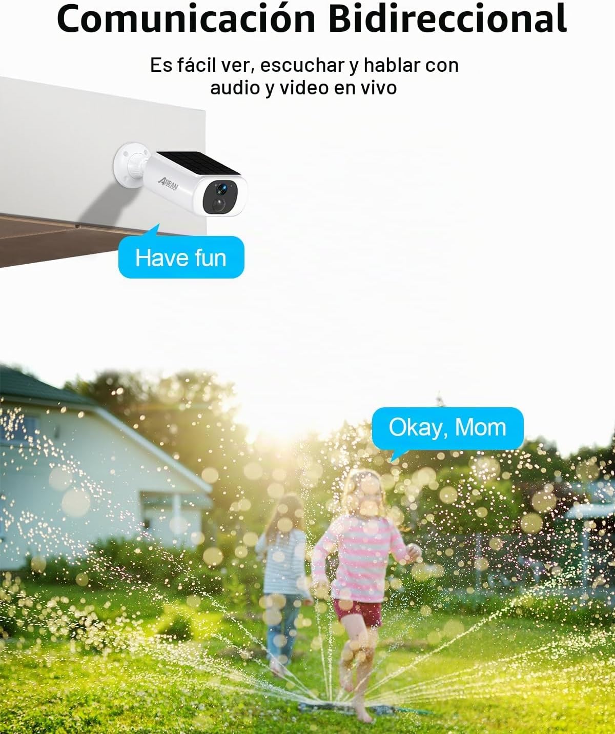 ANRAN Cámara de seguridad solar de 5 MP para exteriores, cámara ina...