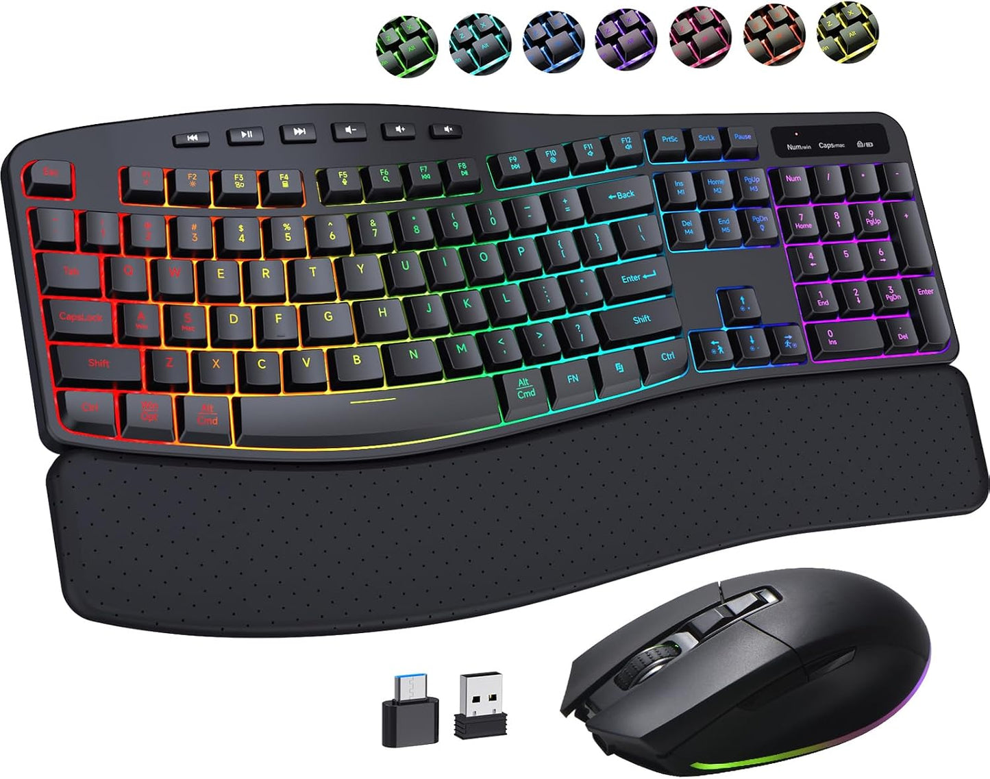 COLIKES Teclado inalámbrico ergonómico y mouse silencioso, teclado...