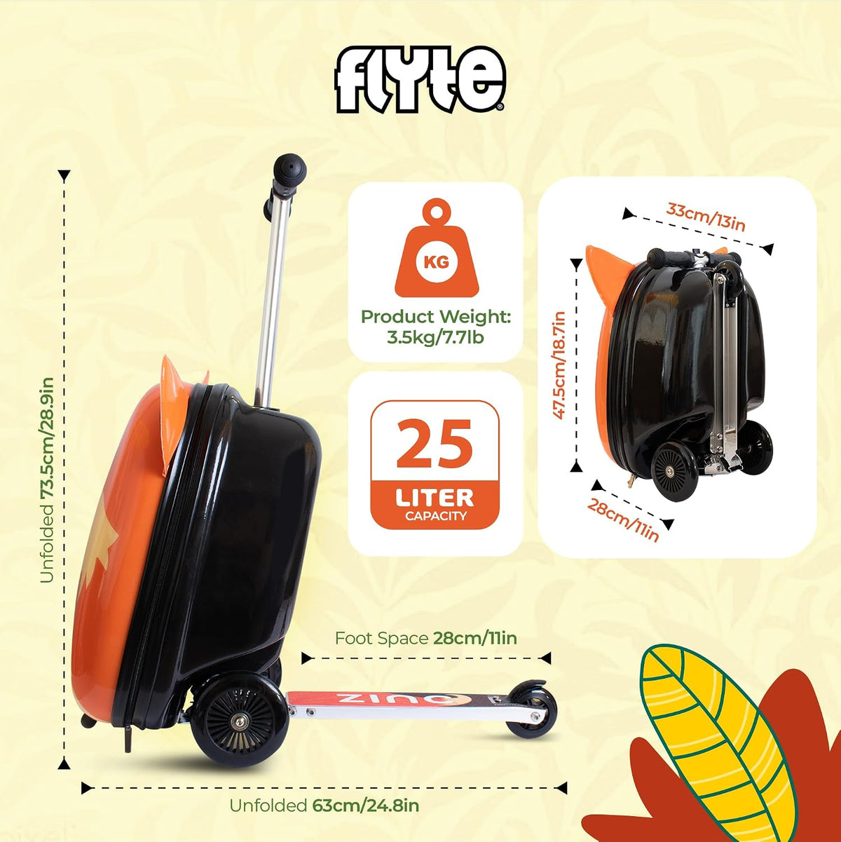 Flyte Maleta Scooter - 2 en 1, Maleta de 18 pulgadas para Montar pa...