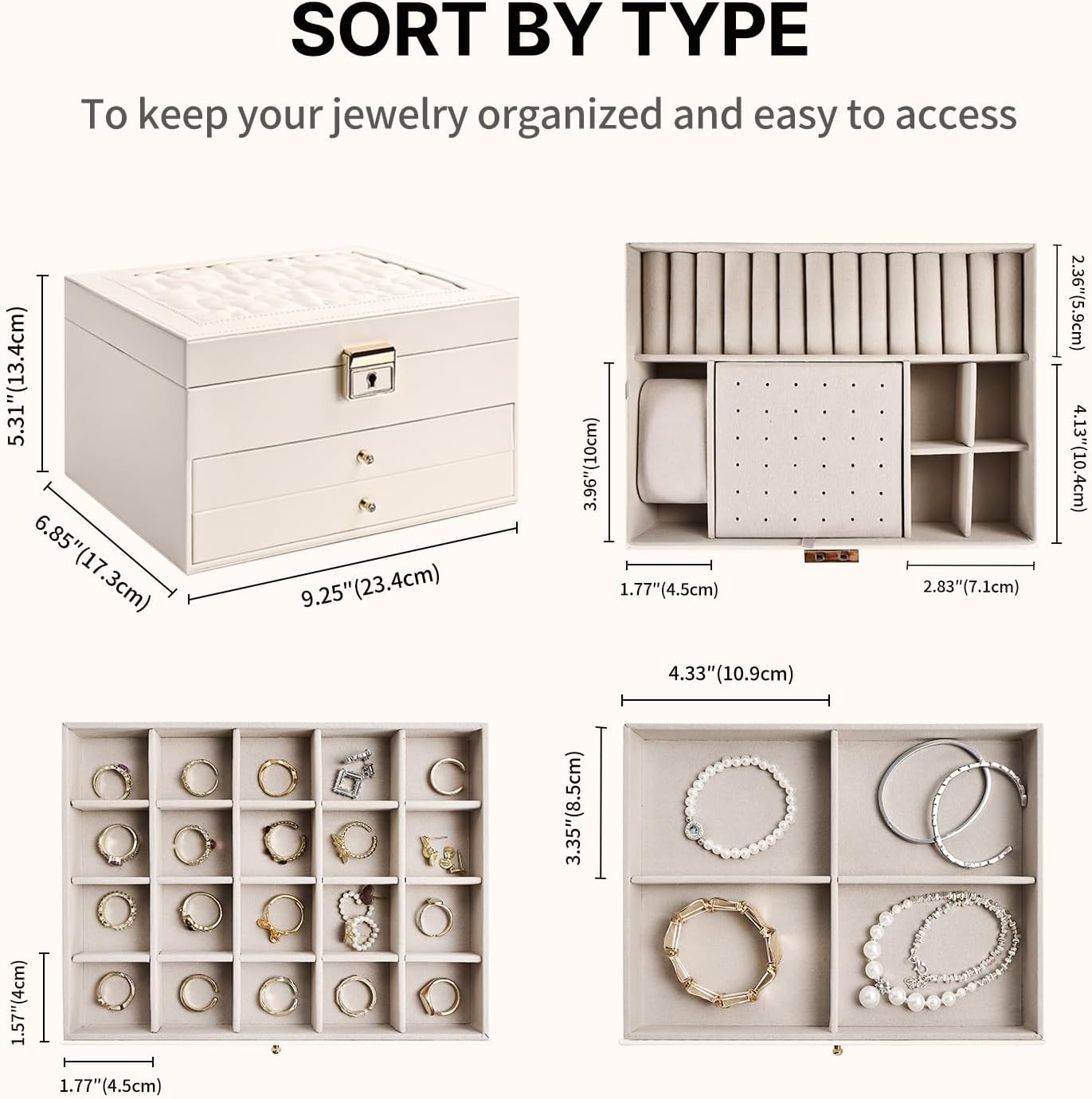 Greenfeather Joyeros para mujer, caja organizadora de joyas con tap...