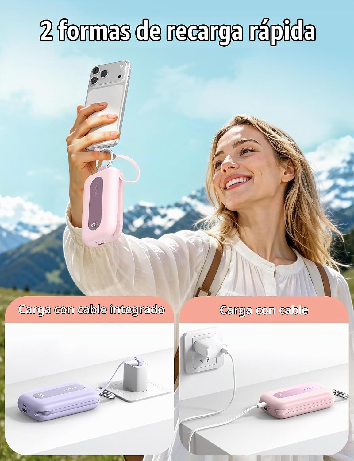 RORRY CharmGo Cargador portátil 20000mAh 30W Power Bank 4 en 1 Bate...