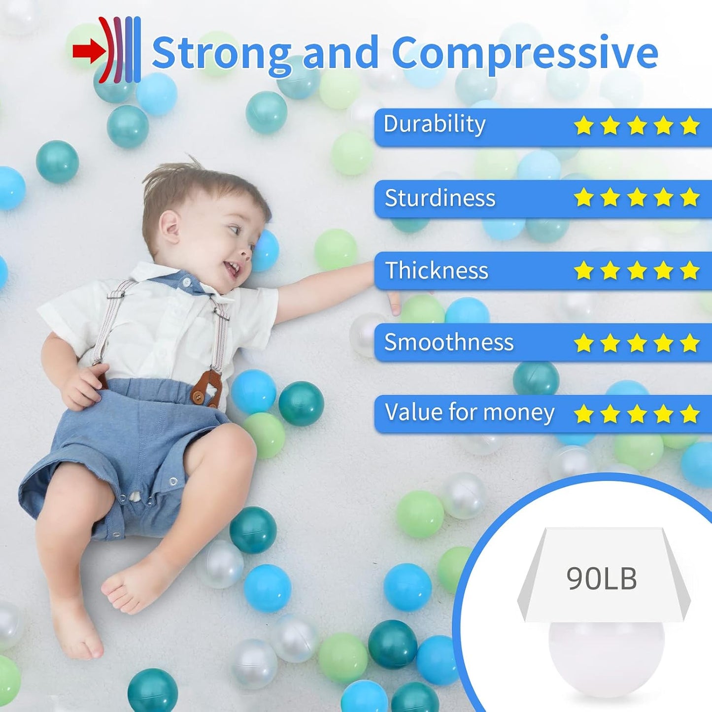 Bolas de piscina STARBOLO para niños pequeños, libres de ftalatos y...