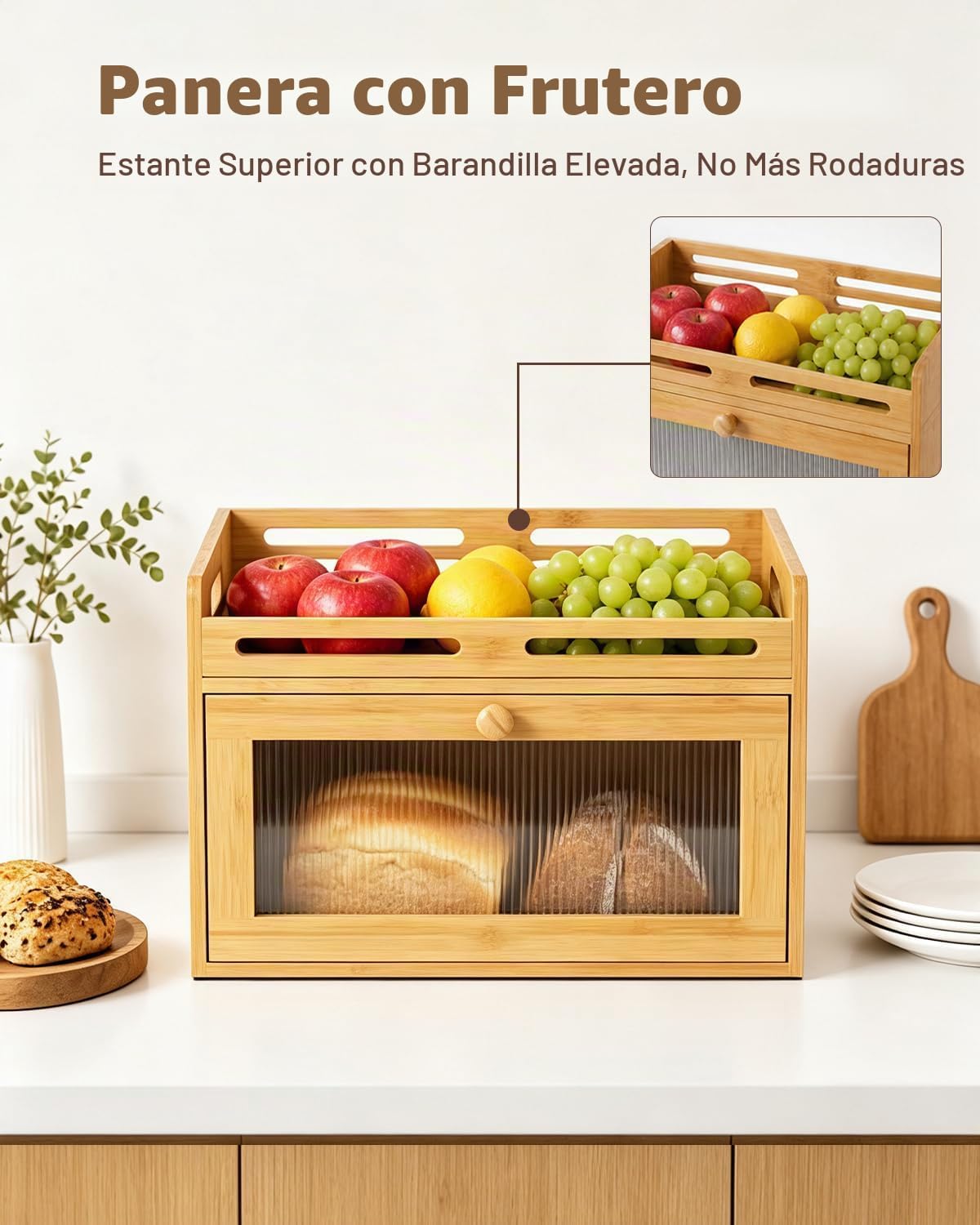 Coiesol Panera para encimera de cocina, contenedor de almacenamient...