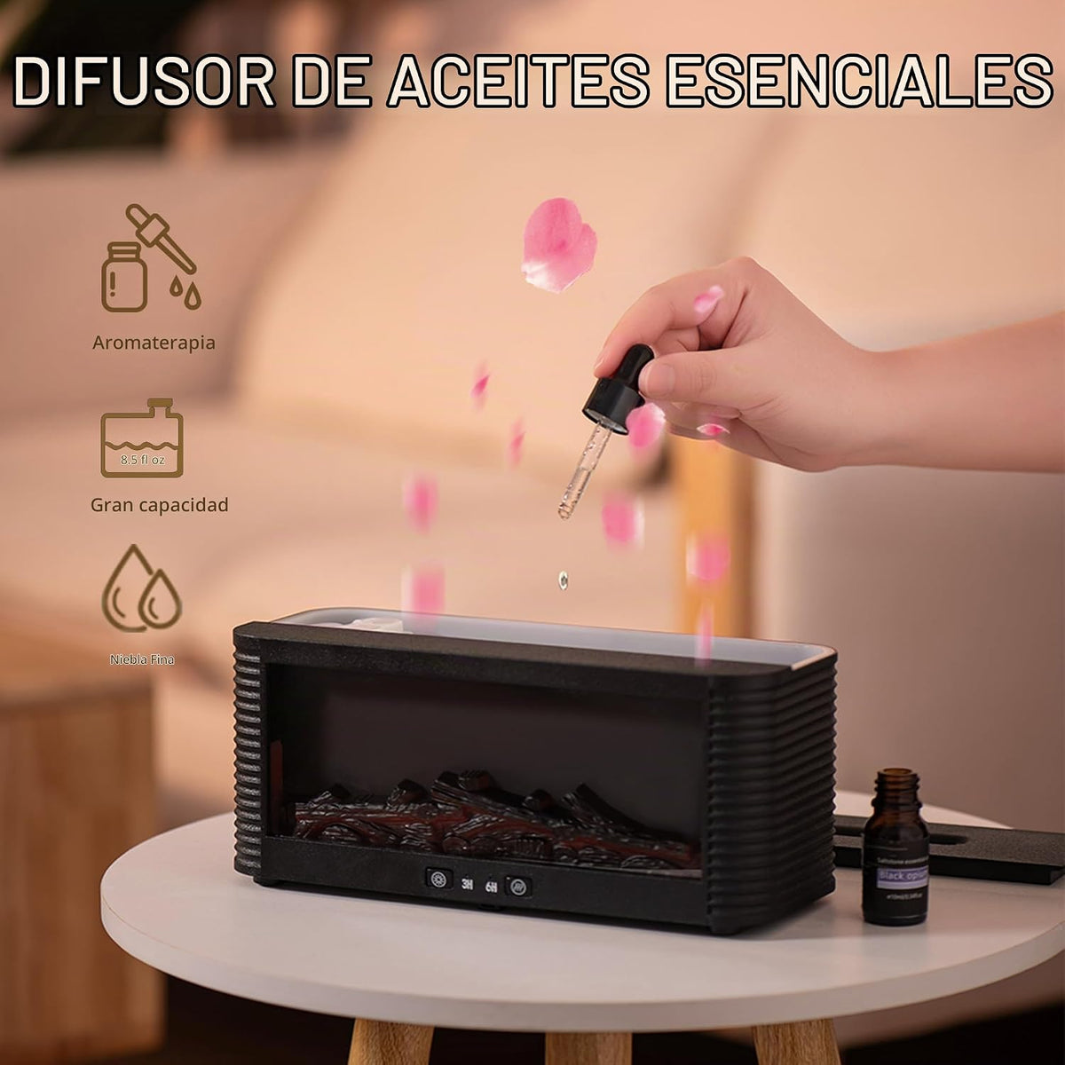 LOVCY Difusor de aceite esencial con aroma a chimenea de llama de 9...