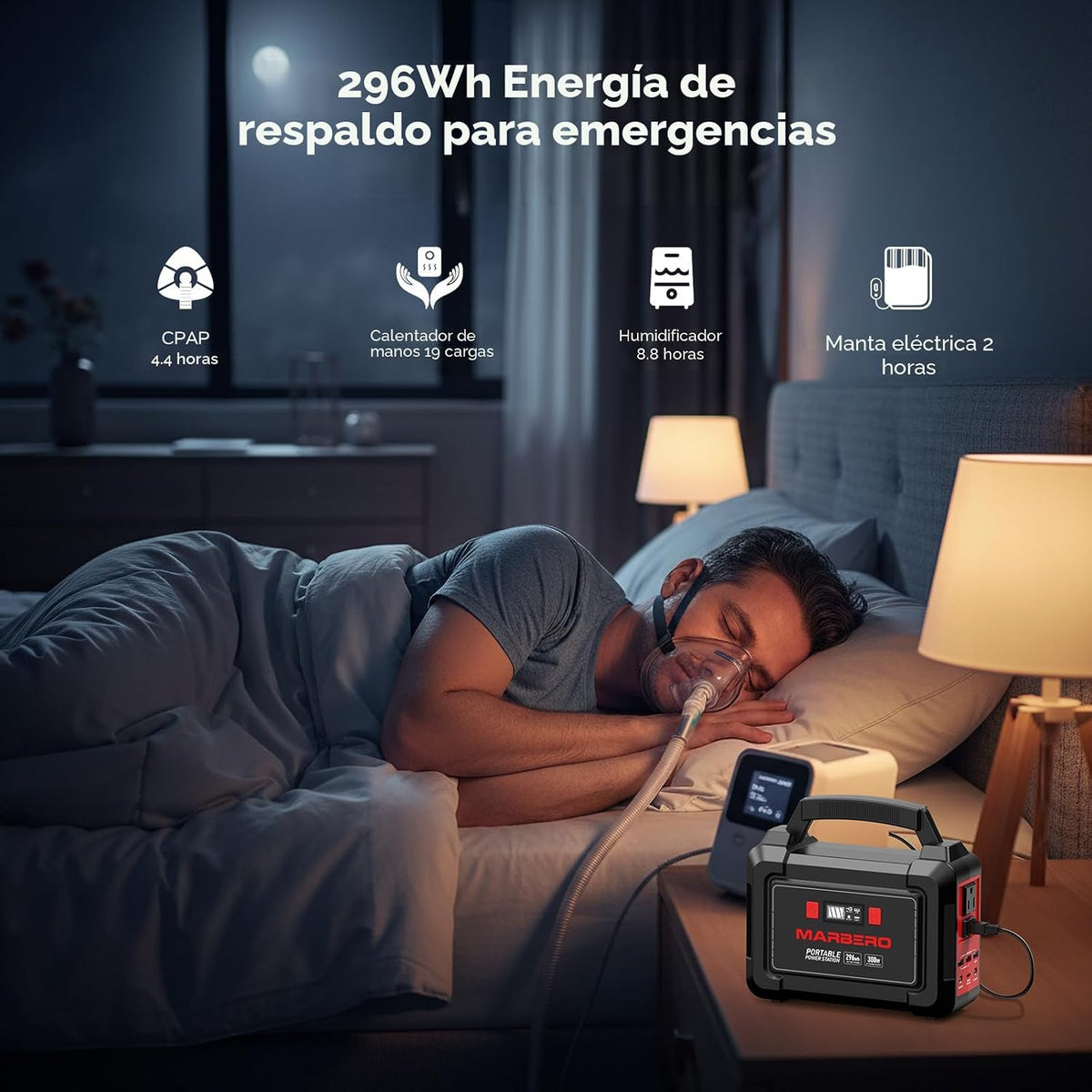 MARBERO Generador solar de 296 Wh con paneles solares, estación de...