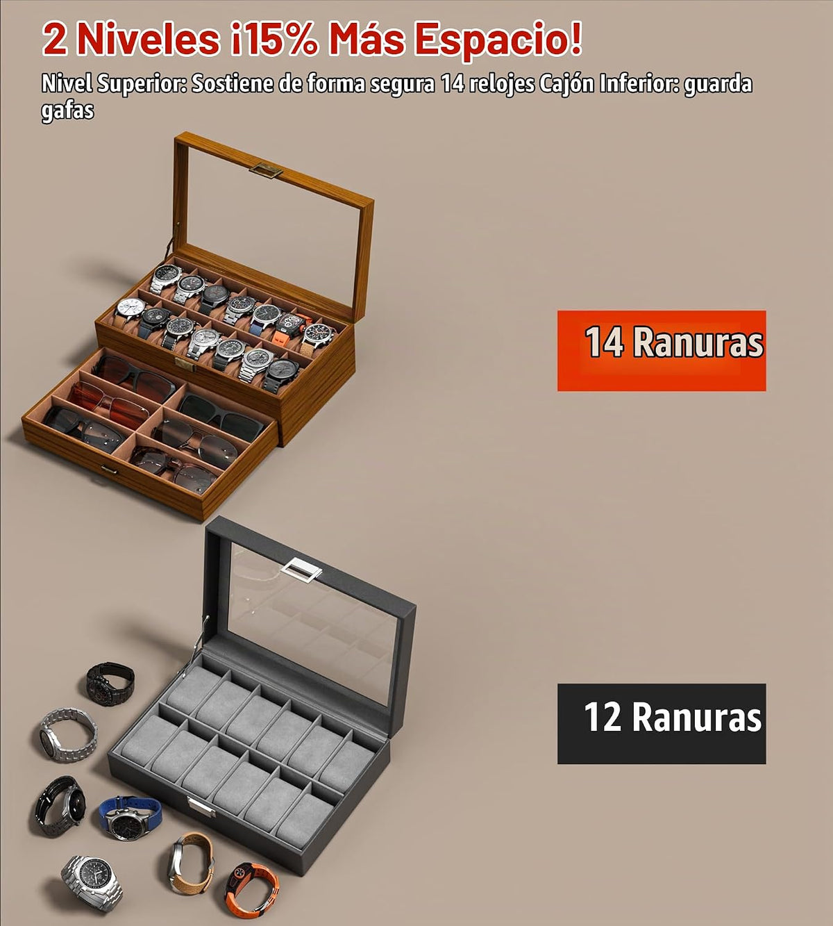 sensok Caja de reloj para hombre, marco ultrafino, pantalla ancha,...