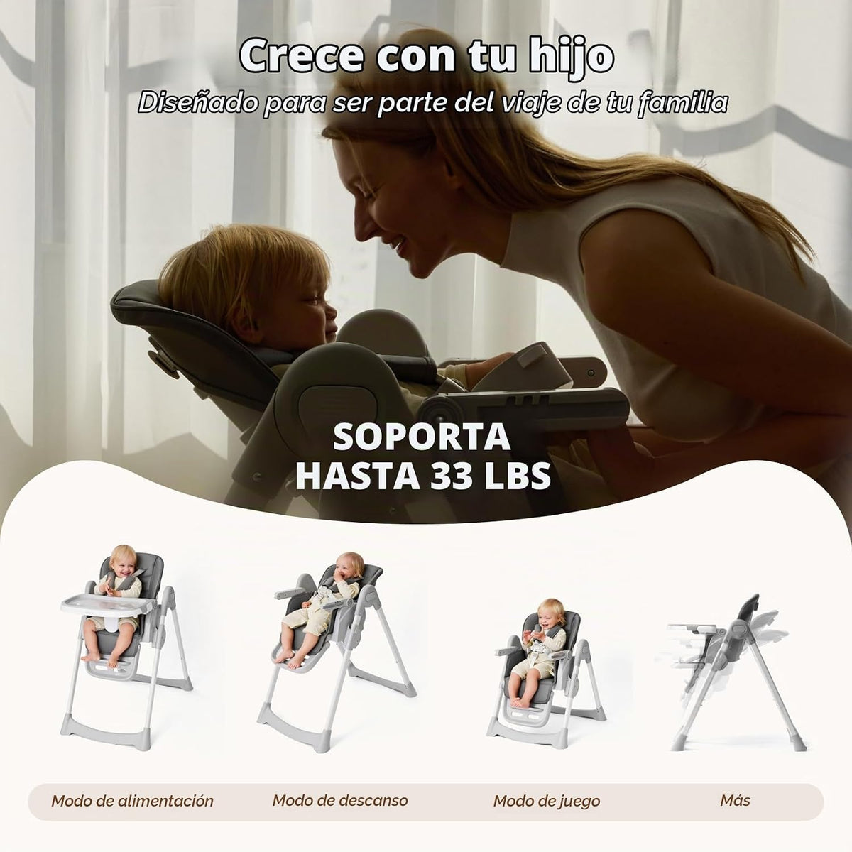 Tinyiota Sillas altas 4 en 1 para bebés y niños pequeños con ruedas...