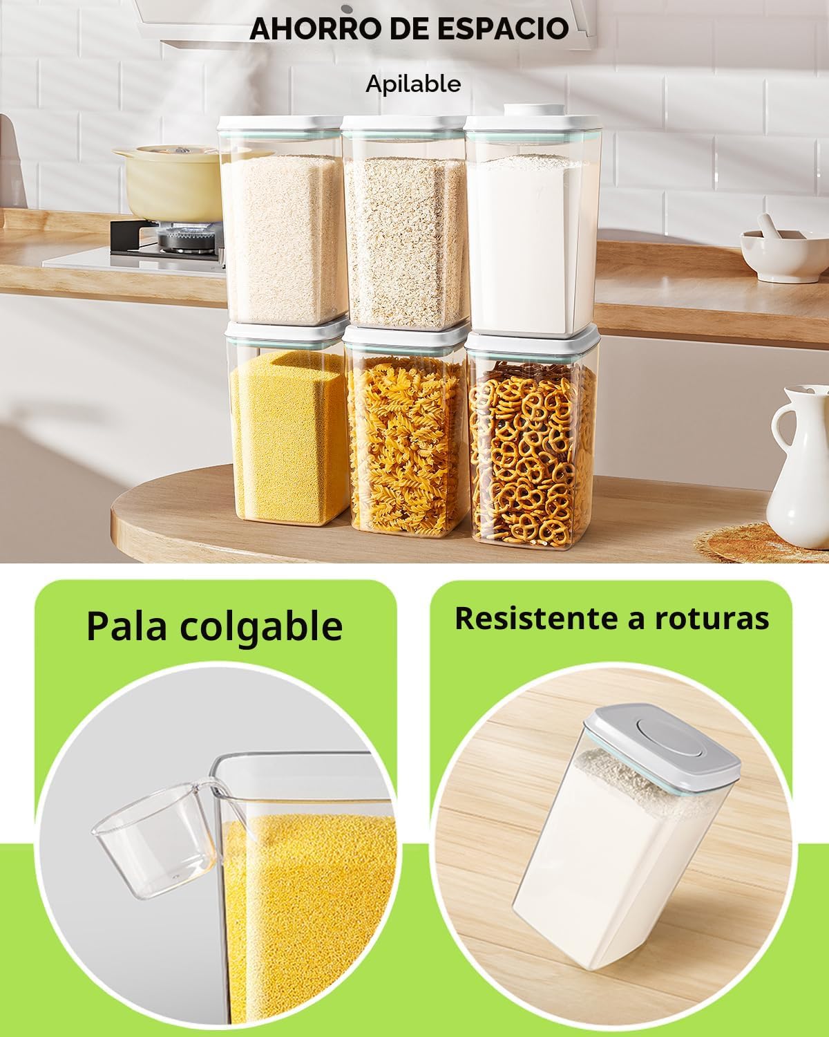 Ankou Recipiente hermético de almacenamiento de alimentos con tapa...