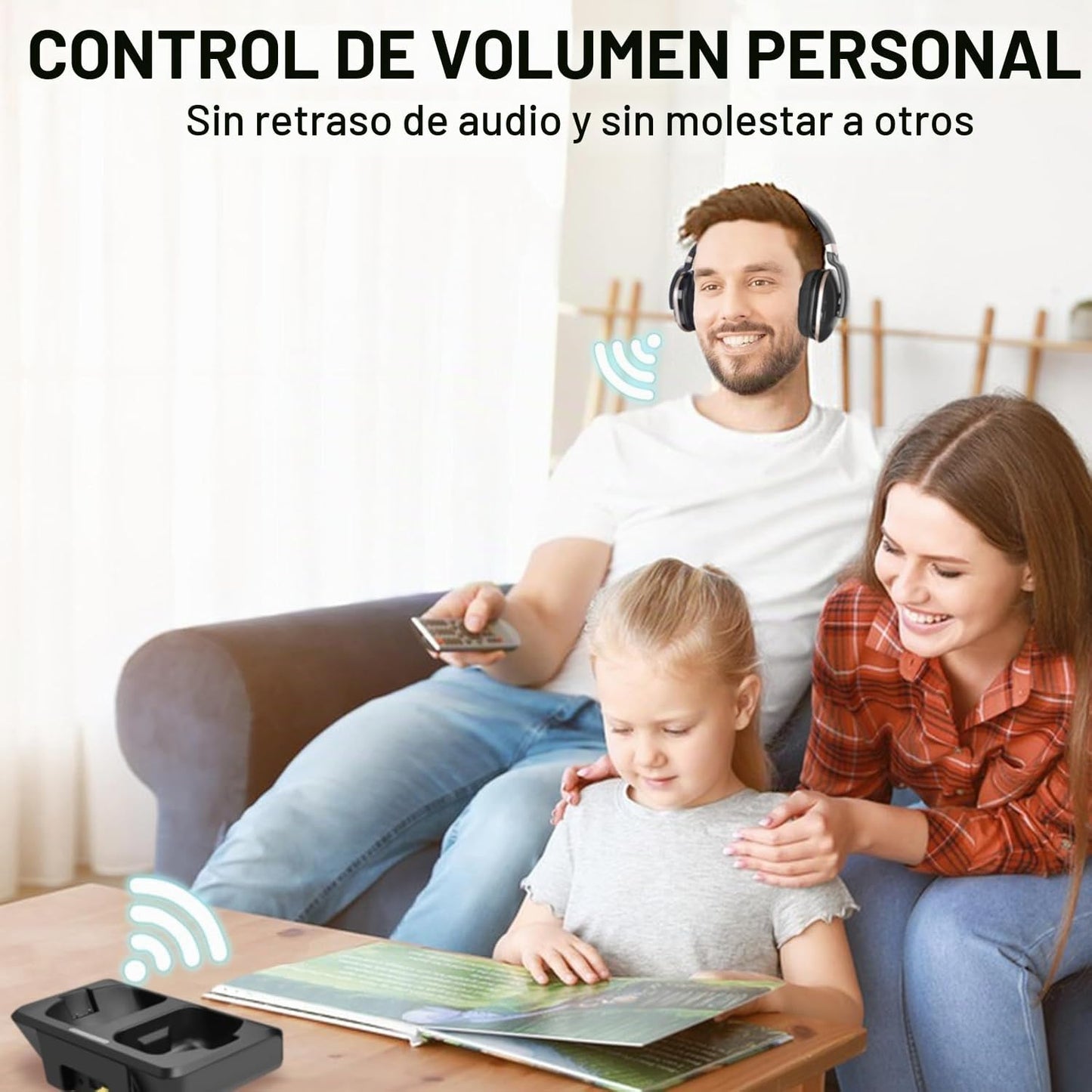 Daysnew Auriculares inalámbricos ópticos para ver televisión, auric...